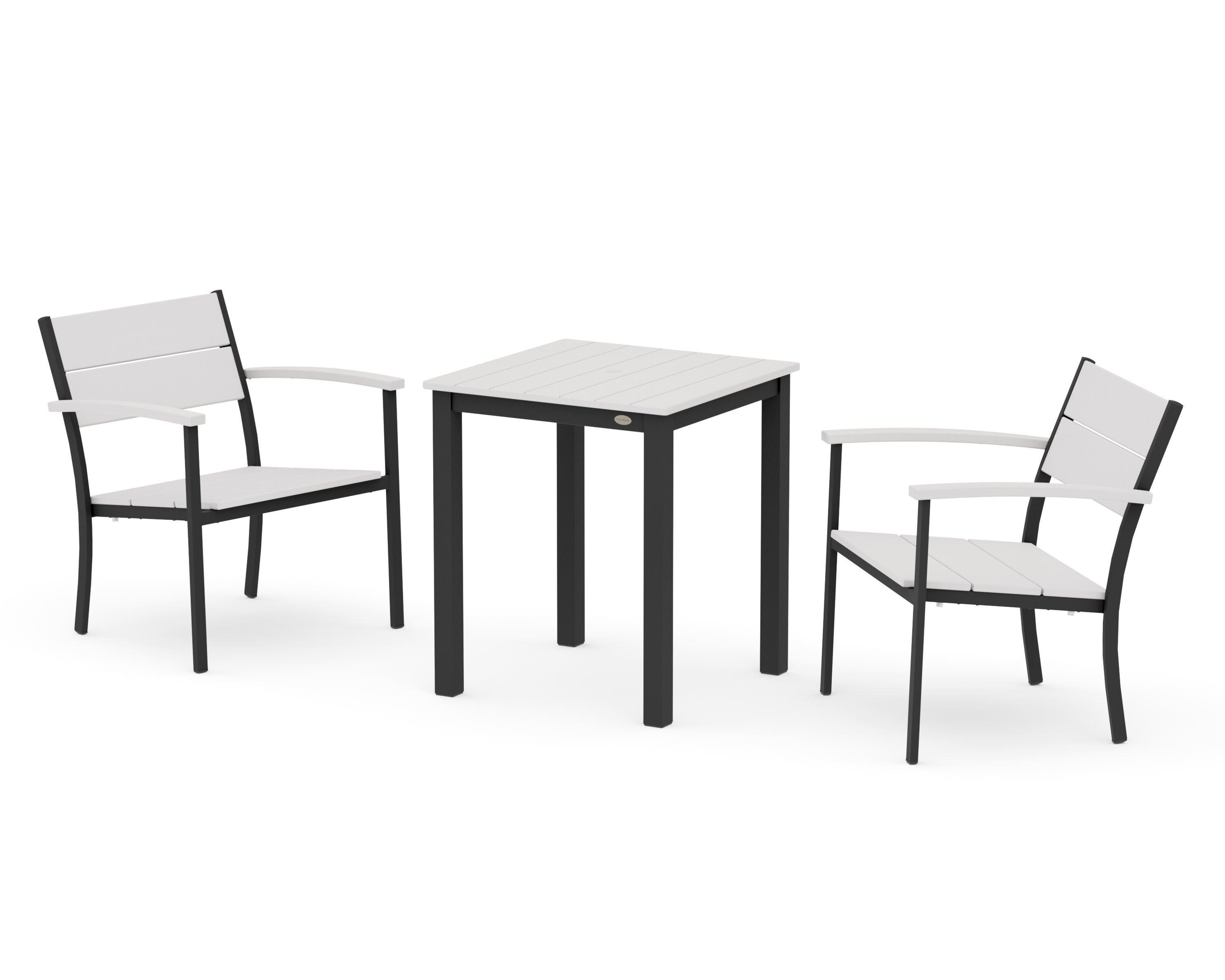 Main Street 3-Piece Square Dining Set in Black / Vintage White
