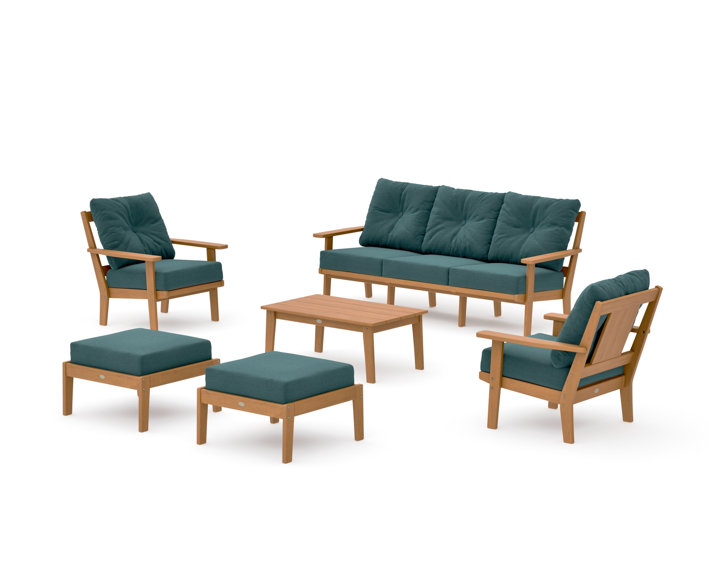 Prairie 6-Piece Lounge Sofa Set in Natural / Ocean Teal