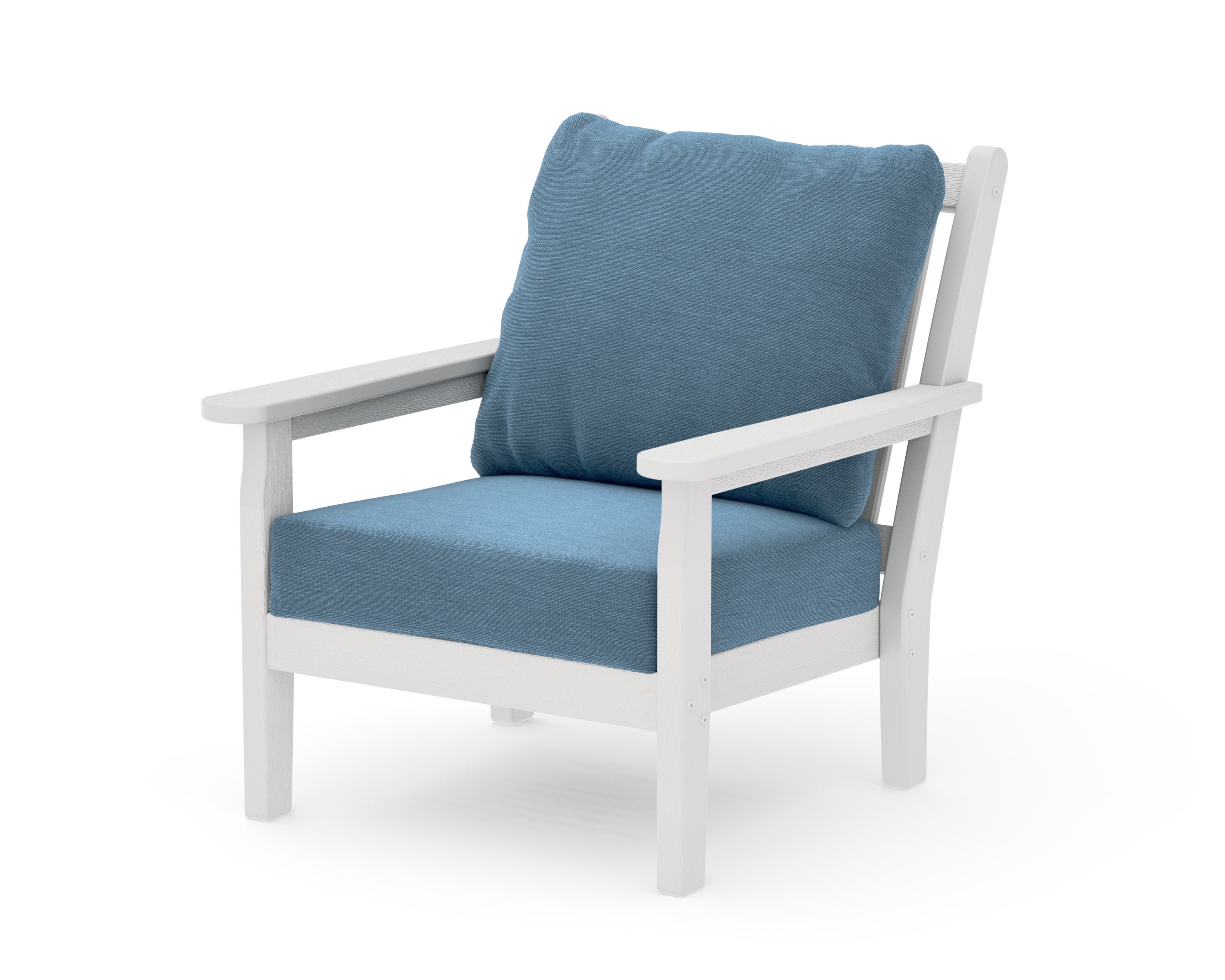 Chippendale Deep Seating Chair in Vintage White / Sky Blue