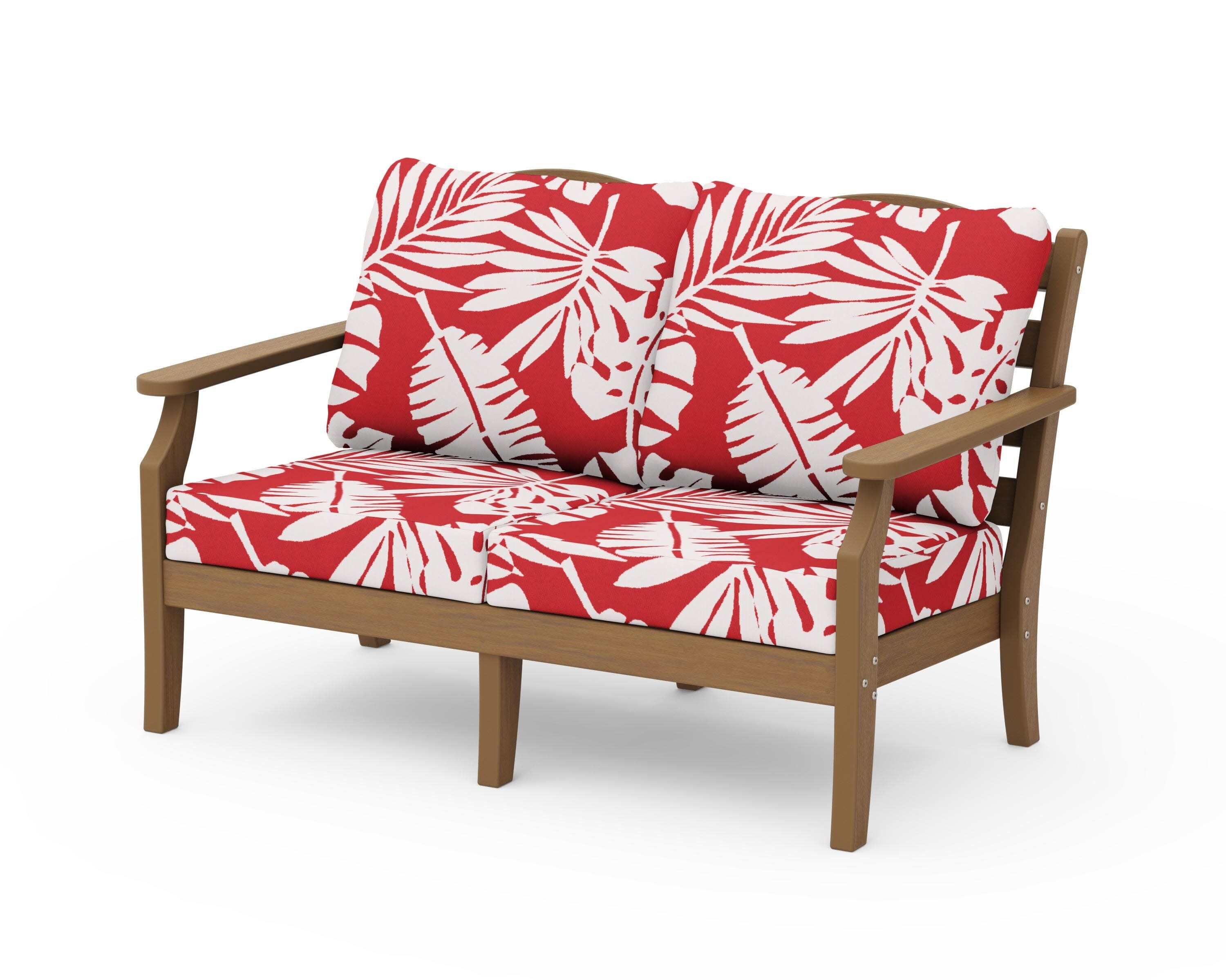 Savannah Deep Seating Loveseat in Natural / Leaf Crimson