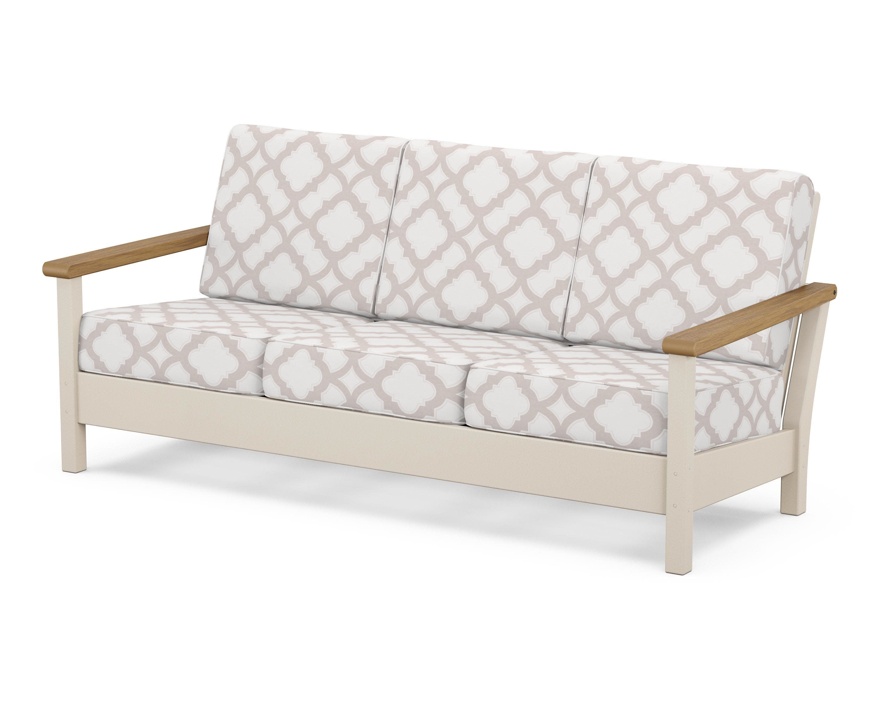Harbour Deep Seating Sofa in Sand / Natural / Trellis Dune Burlap