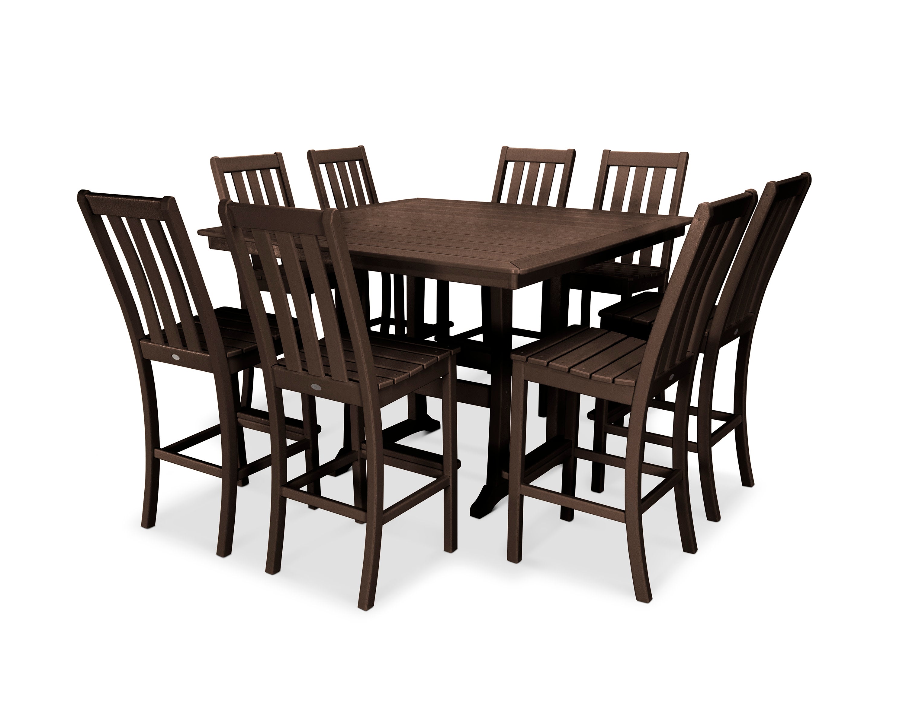 Vineyard 9-Piece Nautical Trestle Bar Set in Mahogany