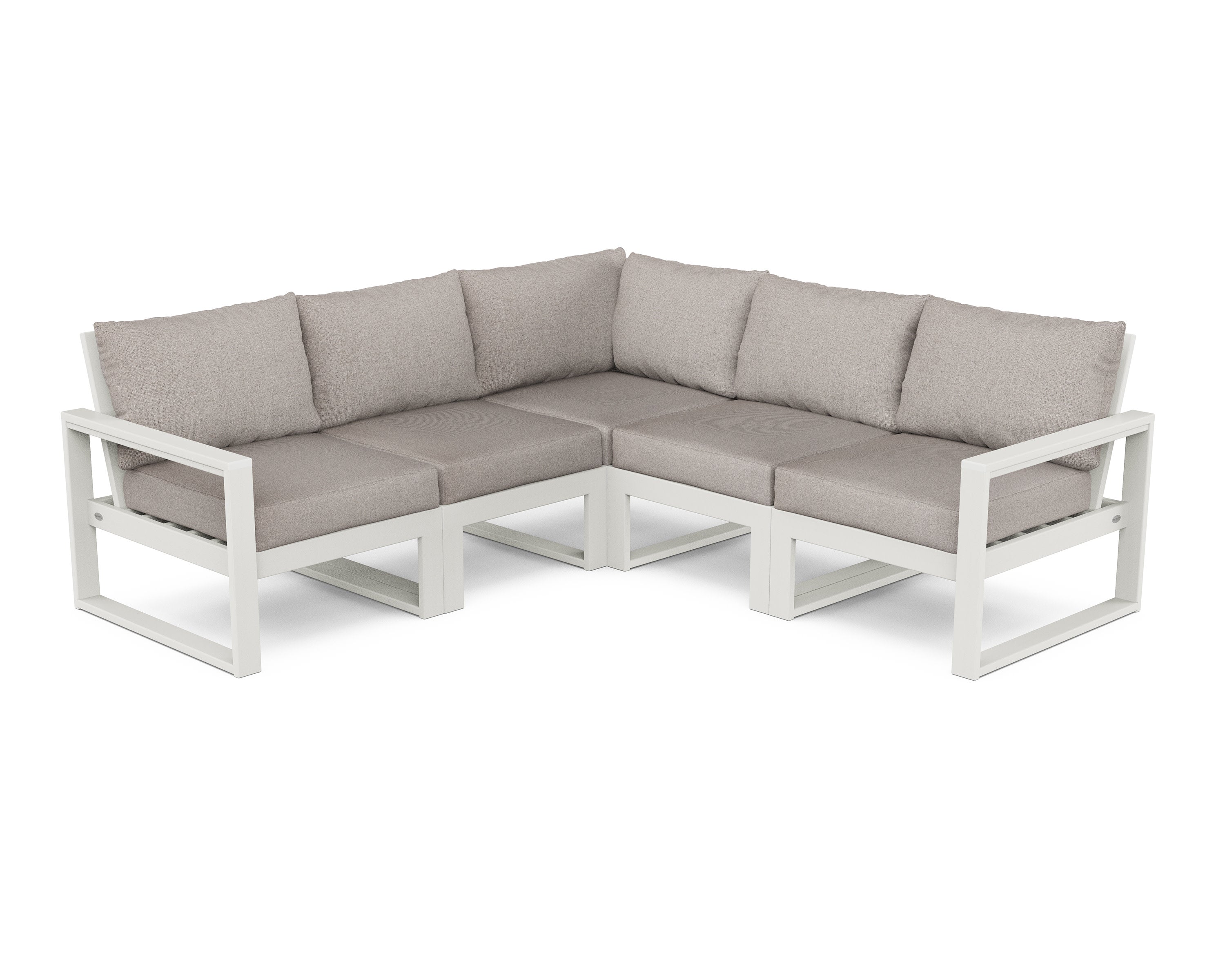EDGE 5-Piece Modular Deep Seating Set in Vintage White / Weathered Tweed