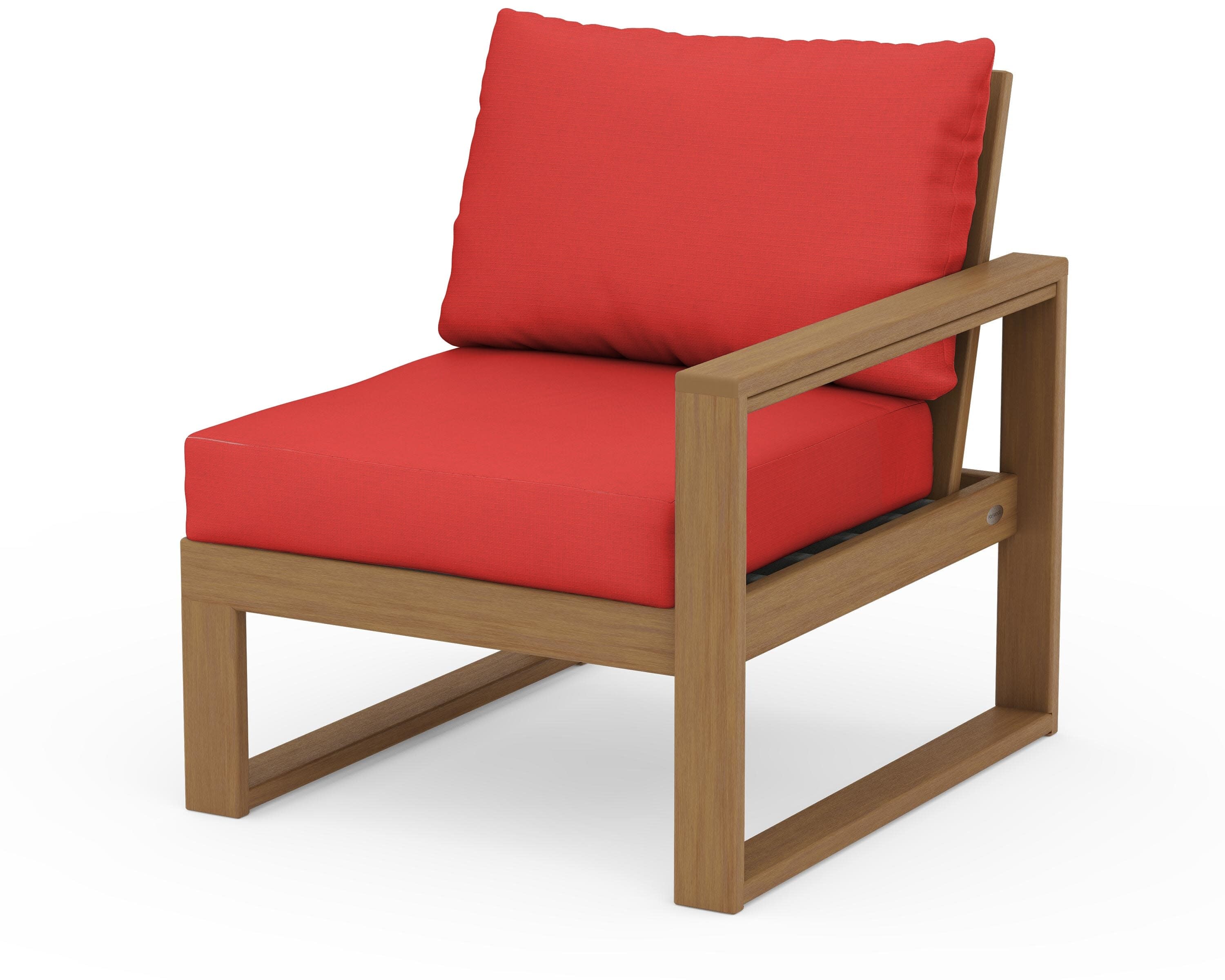 EDGE Modular Right Arm Chair in Natural / Crimson Linen