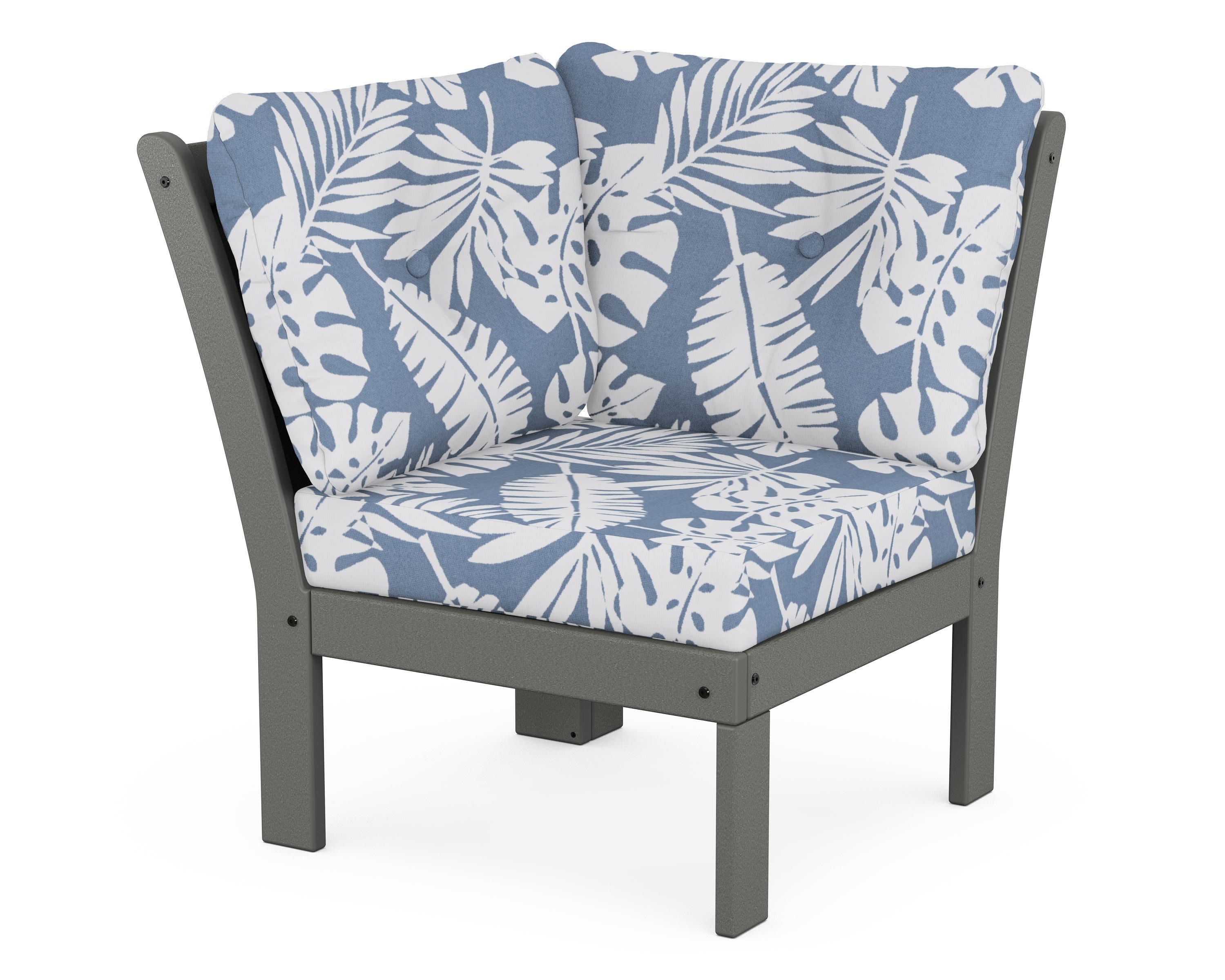 Vineyard Modular Corner Chair in Slate Grey / Leaf Sky Blue