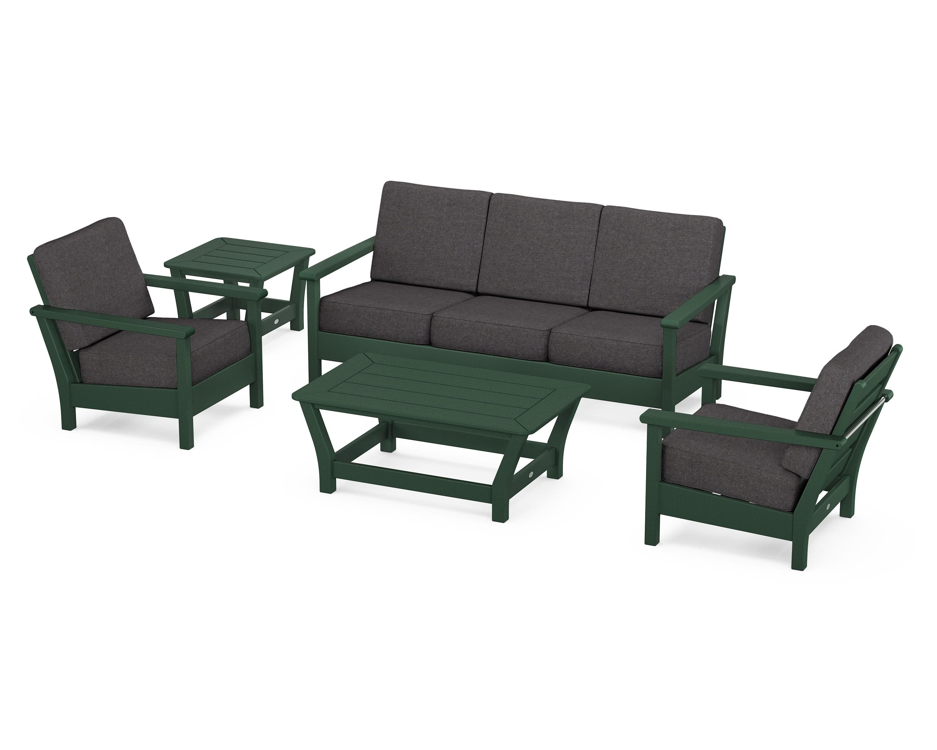 Harbour 5-Piece Deep Seating Set in Green / Ash Charcoal
