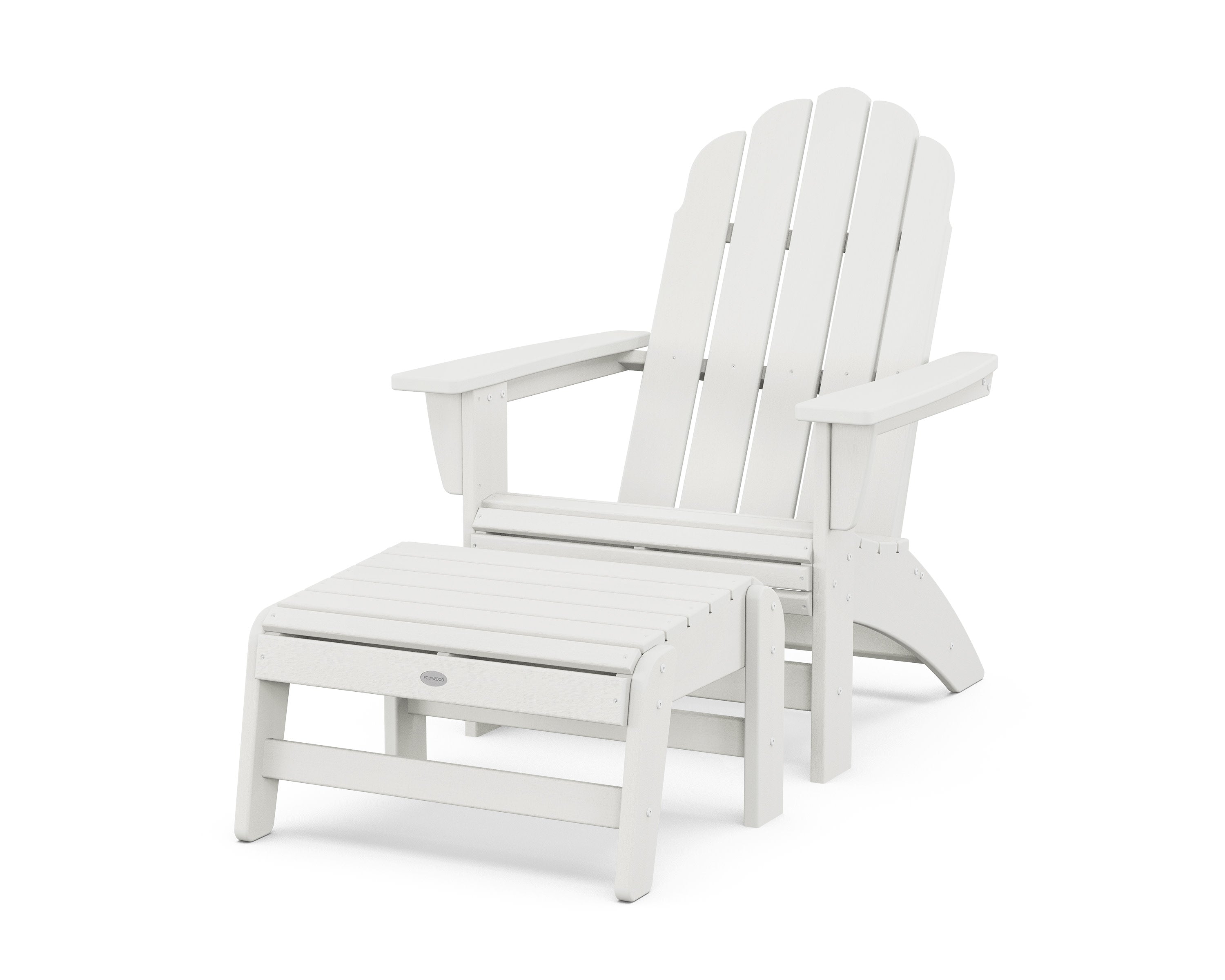 Vineyard Grand Adirondack Chair with Ottoman in Vintage White