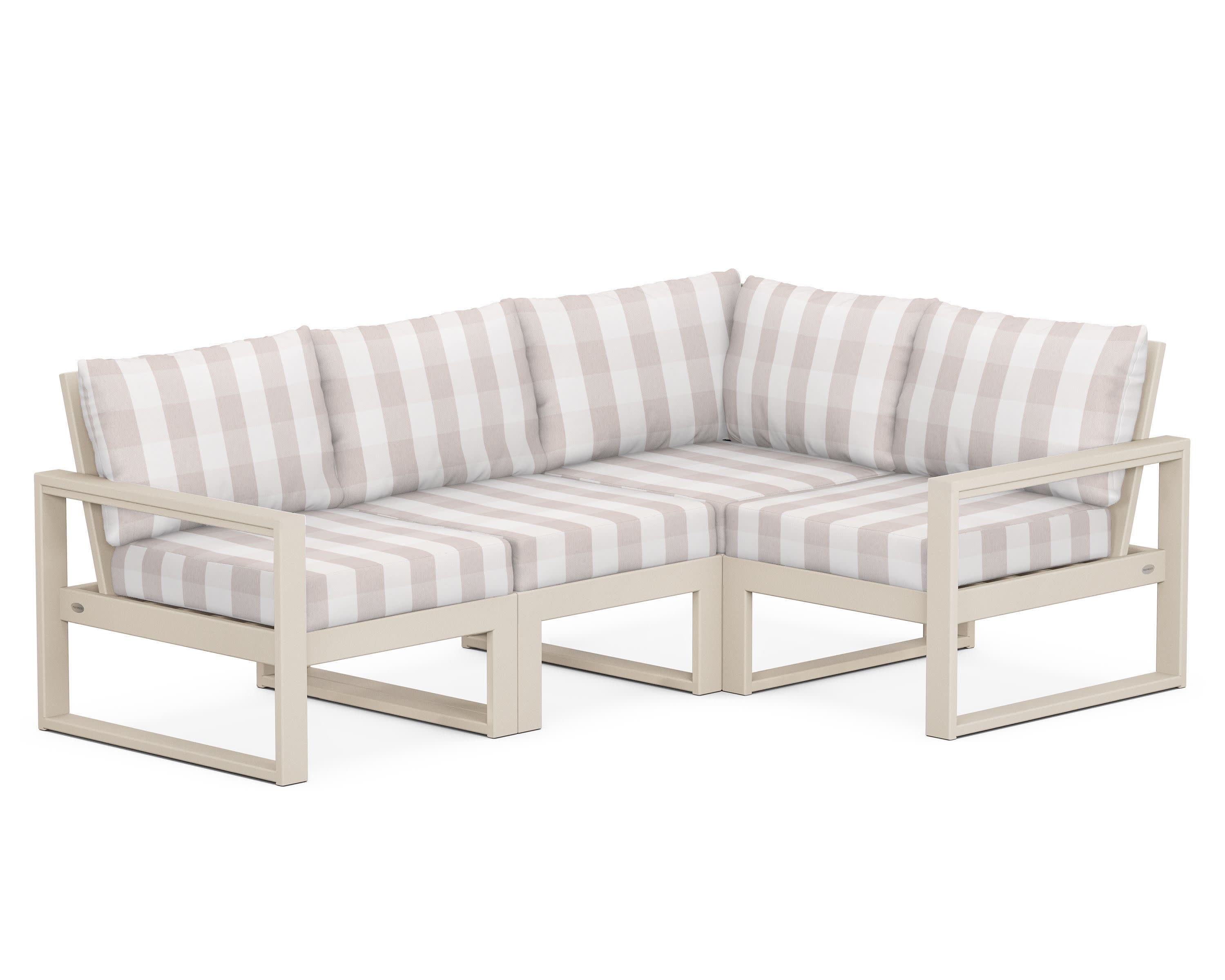 EDGE 4-Piece Modular Deep Seating Set in Sand / Buffalo Plaid Dune Burlap
