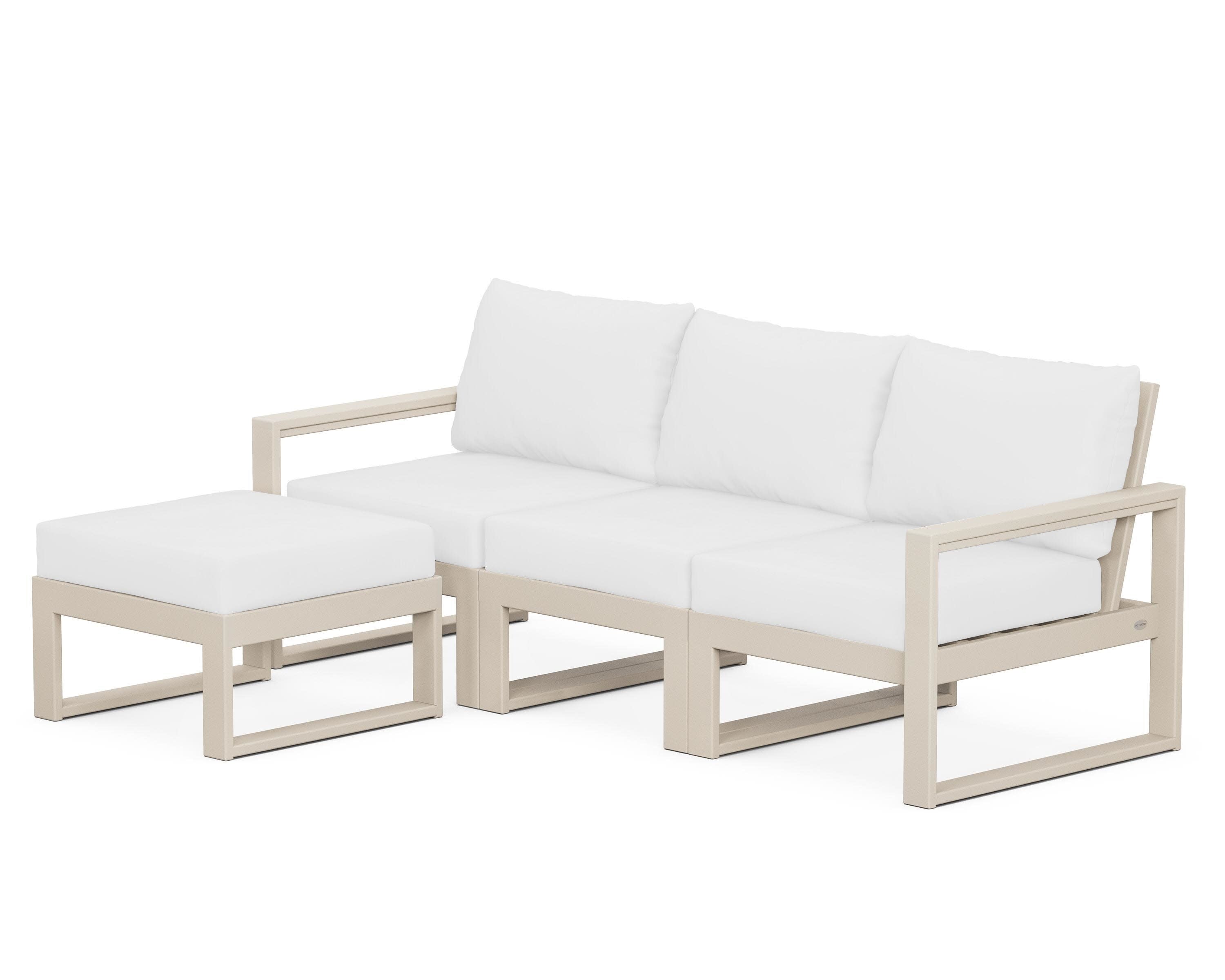 EDGE 4-Piece Modular Deep Seating Set with Ottoman in Sand / Natural