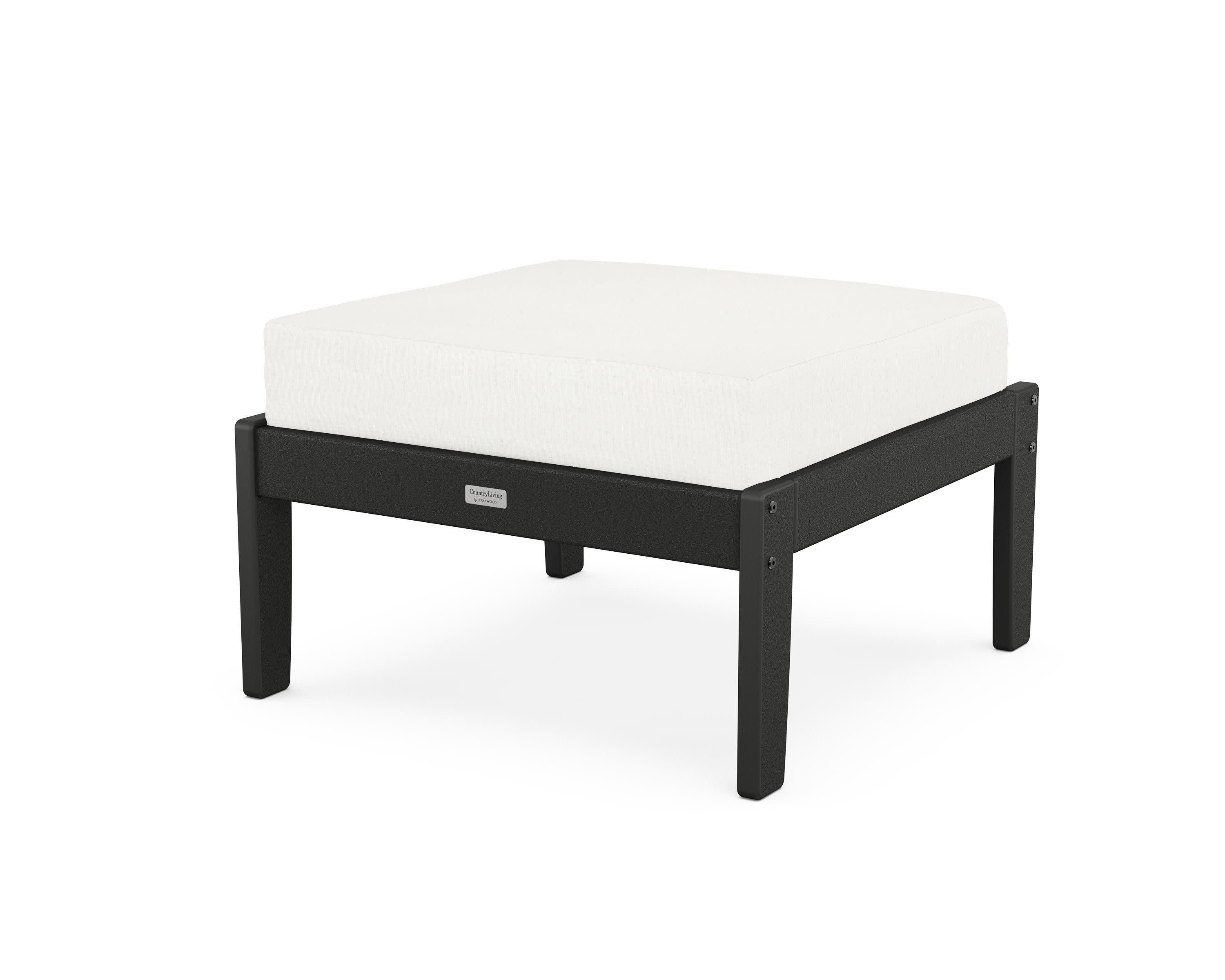 Cottage Deep Seating Ottoman in Black / Natural Linen
