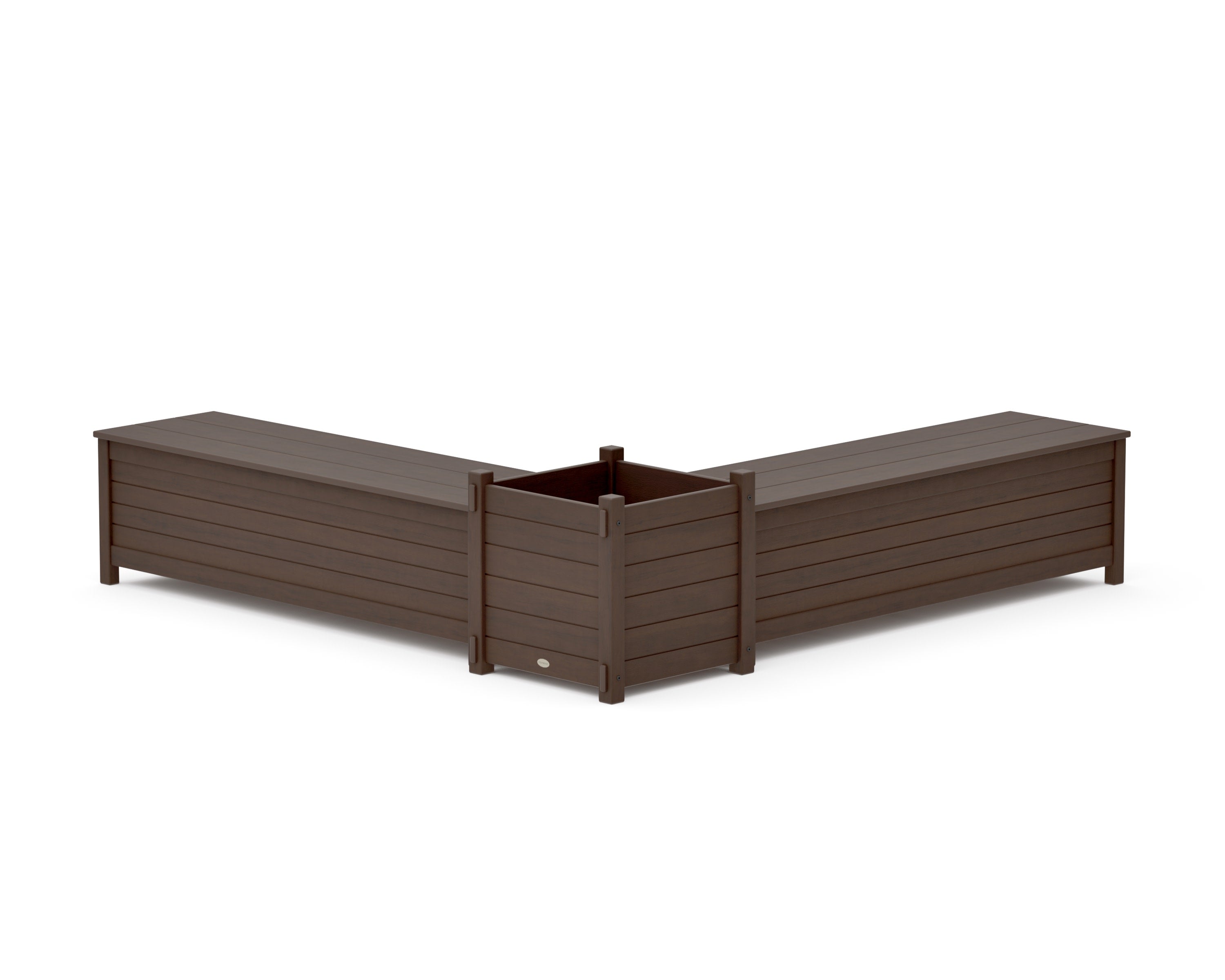 60" Nautical L- Shaped Planter Storage Bench Set- Large in Kona