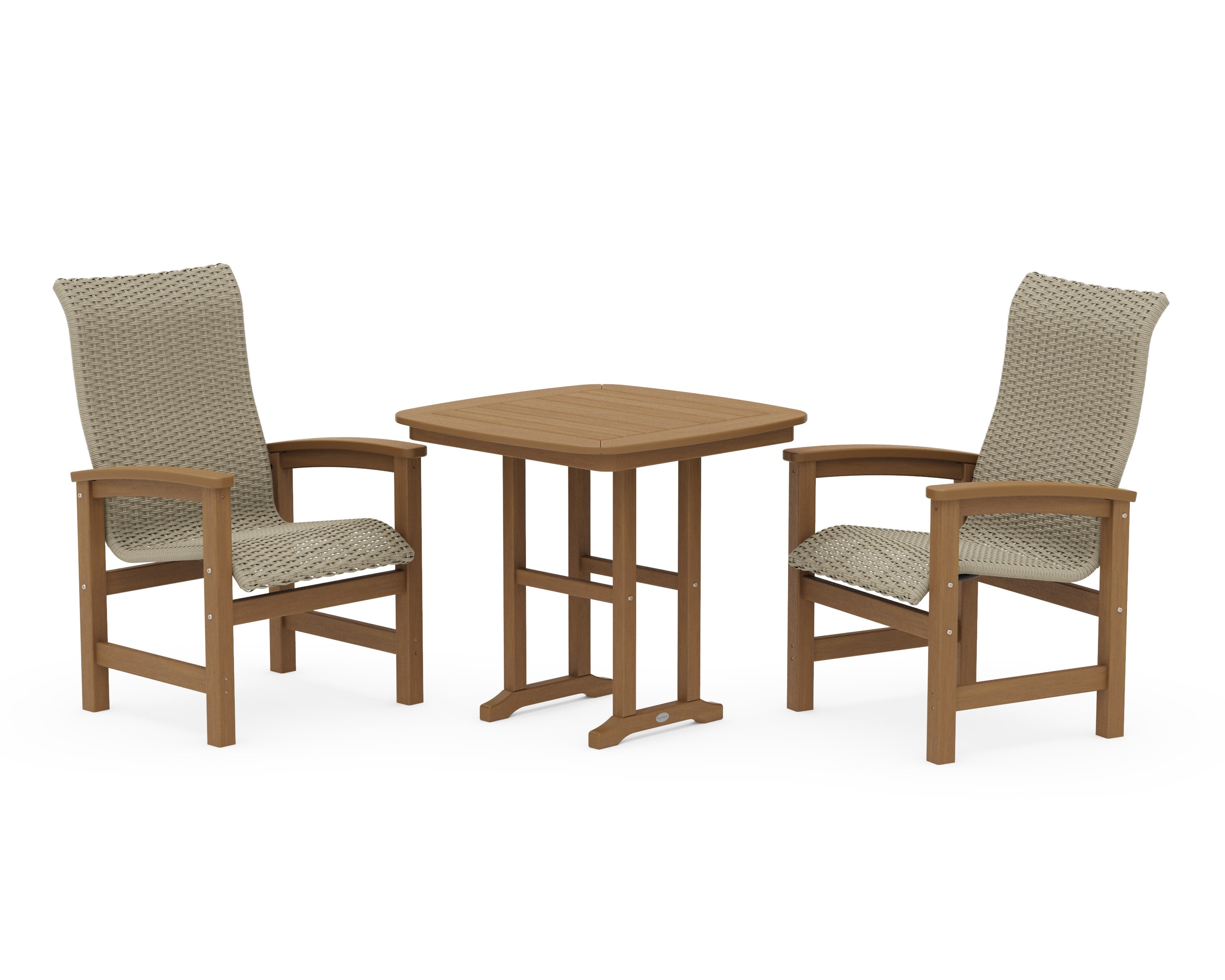 Coastal Woven High-Back 3-Piece Dining Set in Natural / Dune Grass