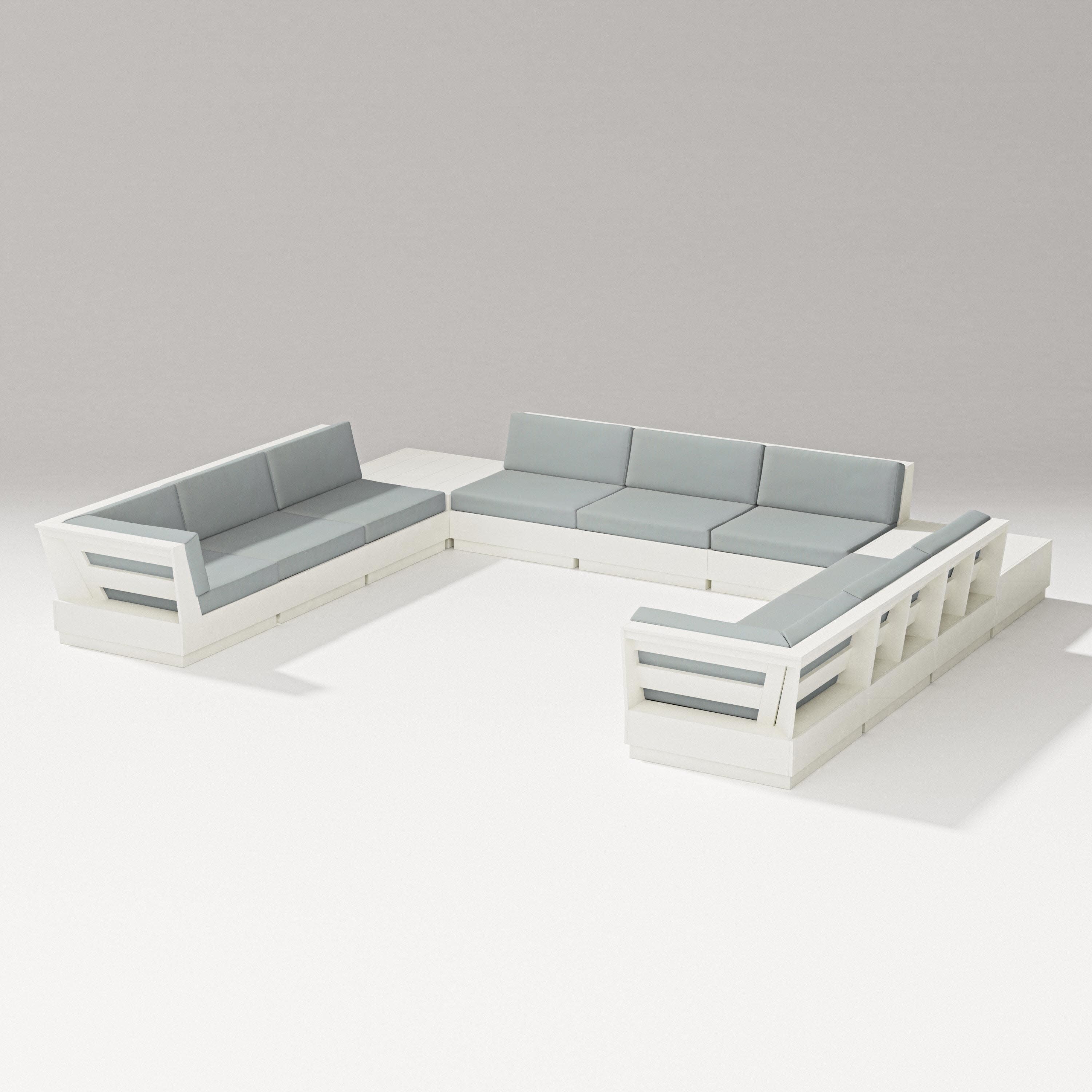 Elevate 11-Piece U-Shaped Sofa Sectional in Vintage White / Spa