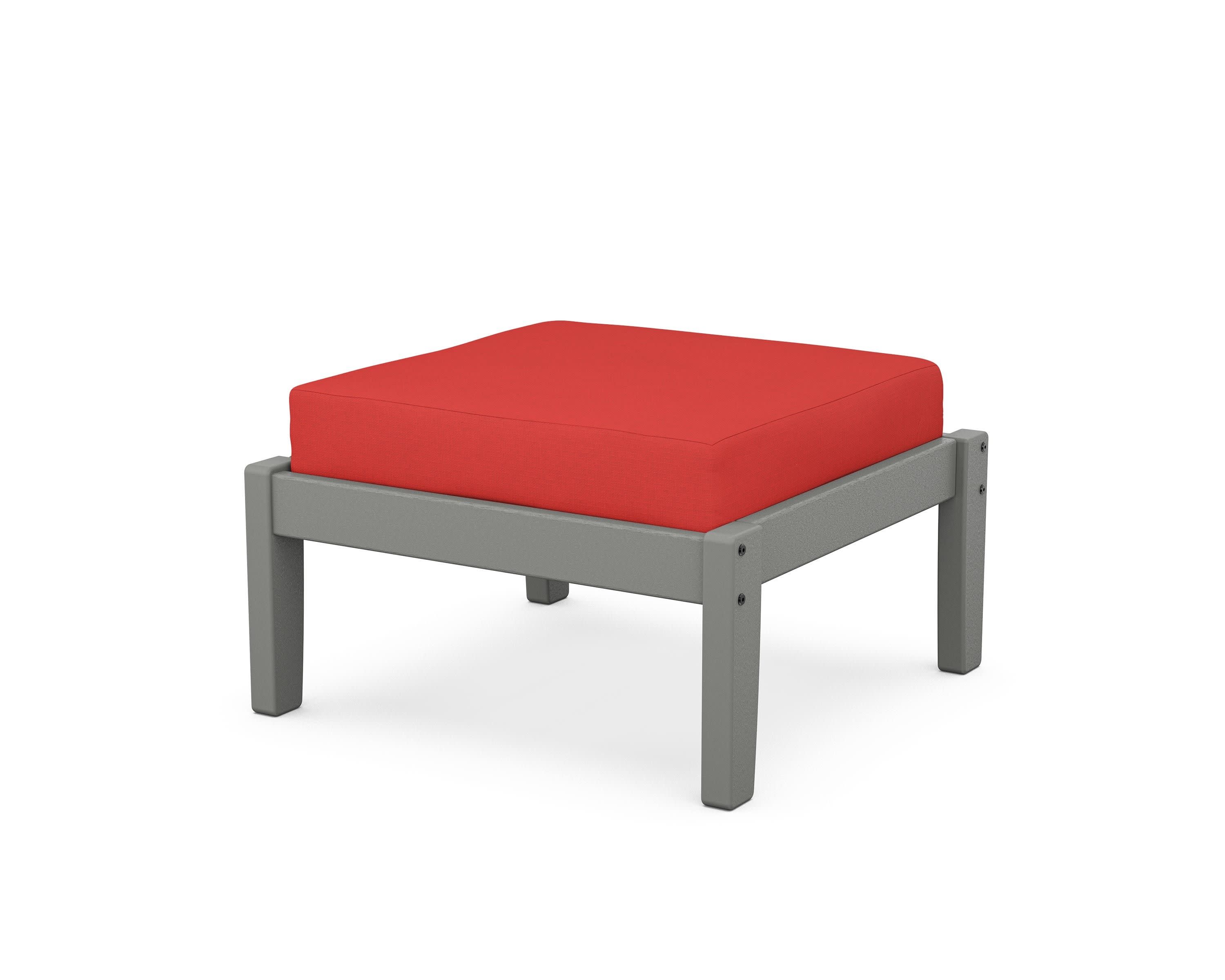 Deep Seating Ottoman in Slate Grey / Crimson Linen