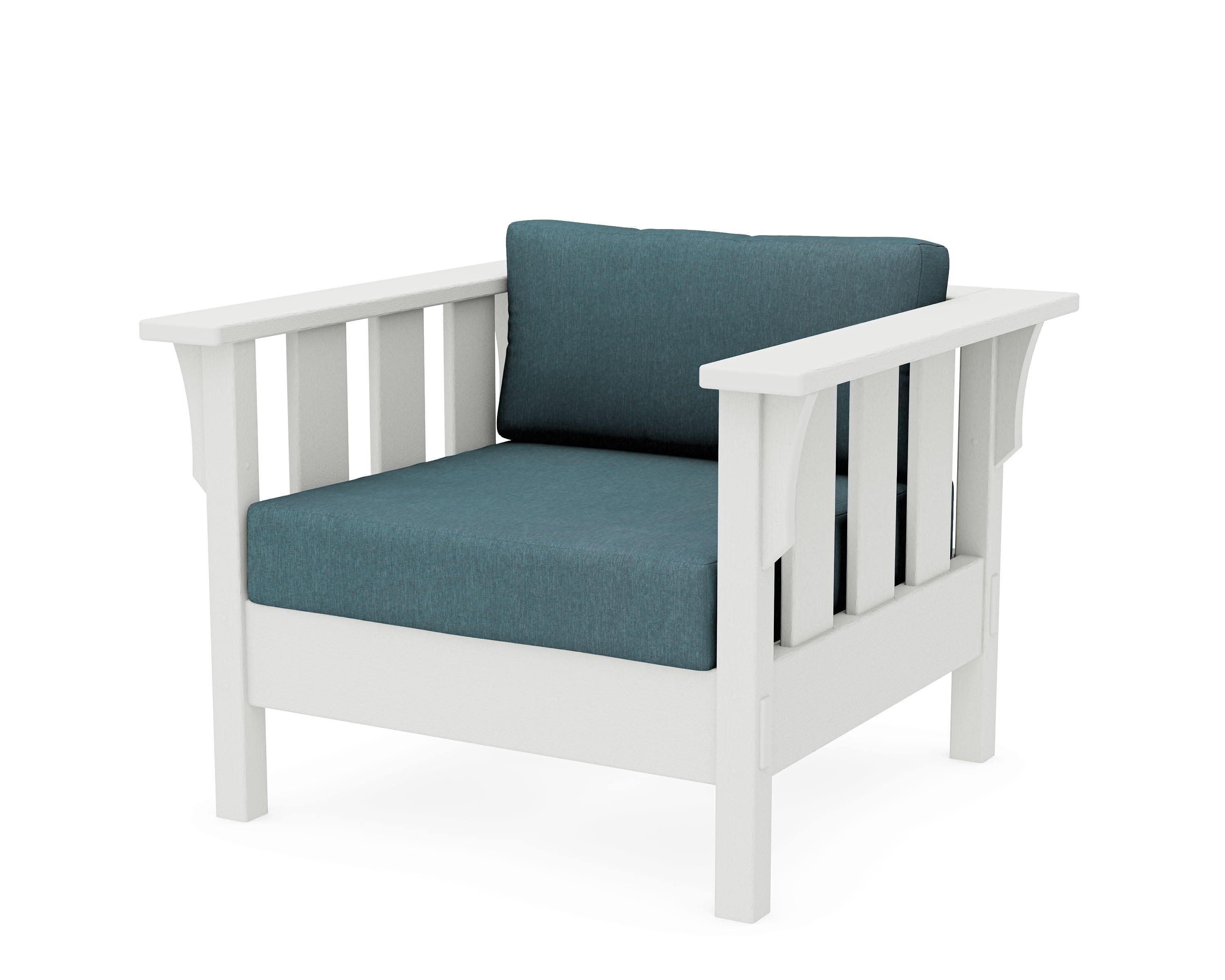 Acadia Deep Seating Chair in Vintage White / Ocean Teal