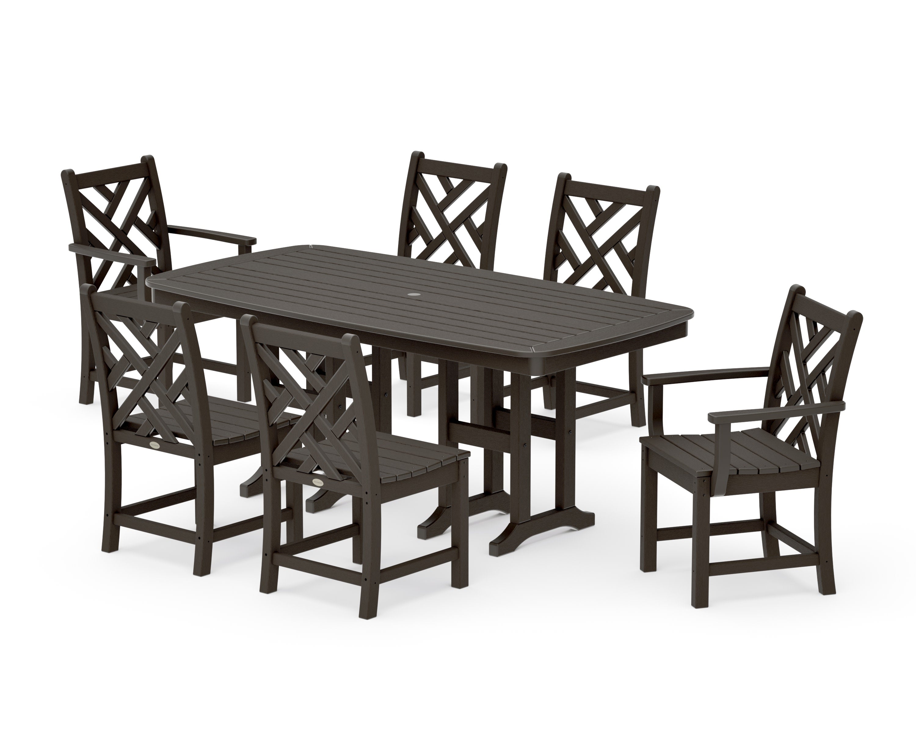 Chippendale 7-Piece Dining Set in Vintage Coffee