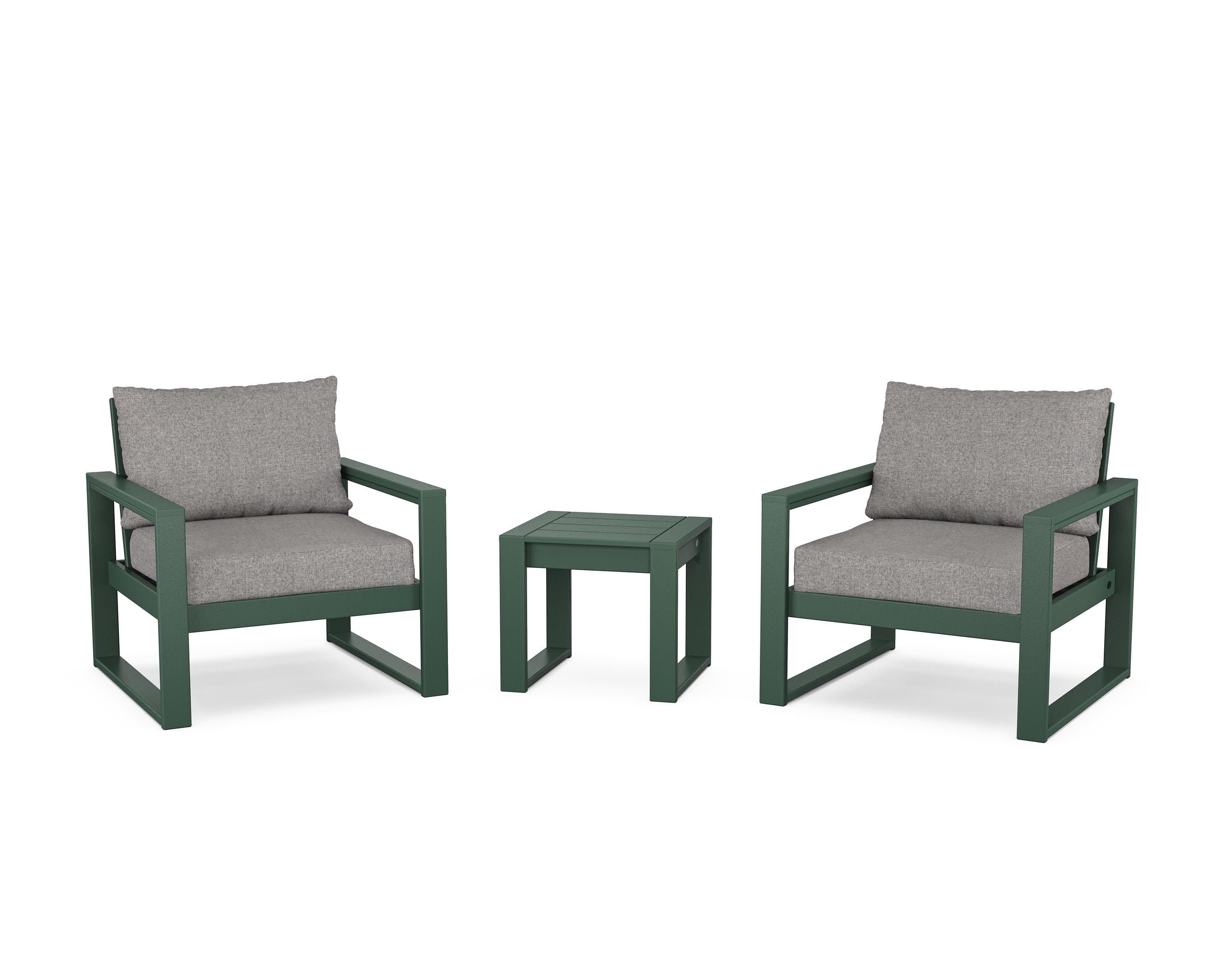 EDGE Sectional 3-Piece Deep Seating Set in Green / Grey Mist