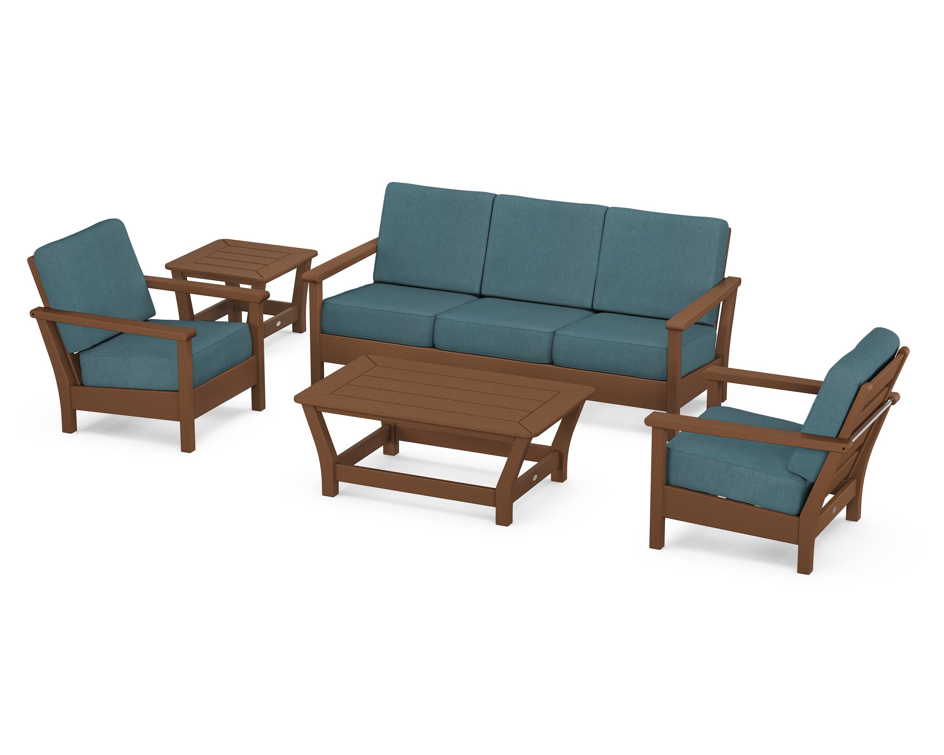 Harbour 5-Piece Deep Seating Set in Teak / Ocean Teal