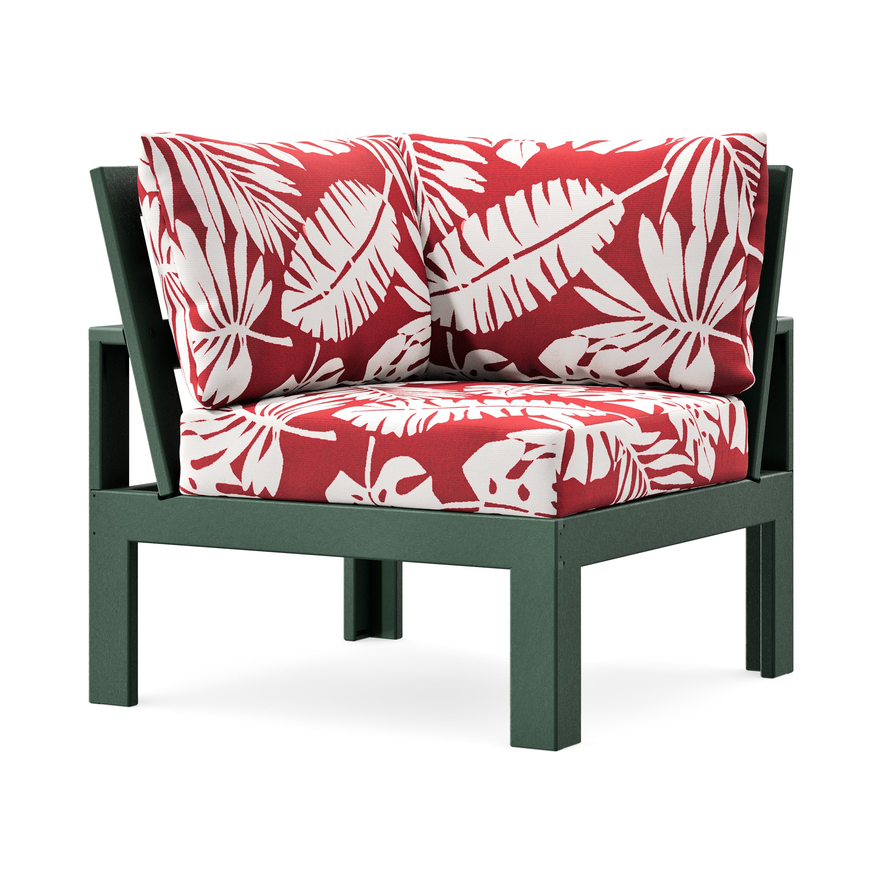 Modular Corner Chair in Green / Leaf Crimson