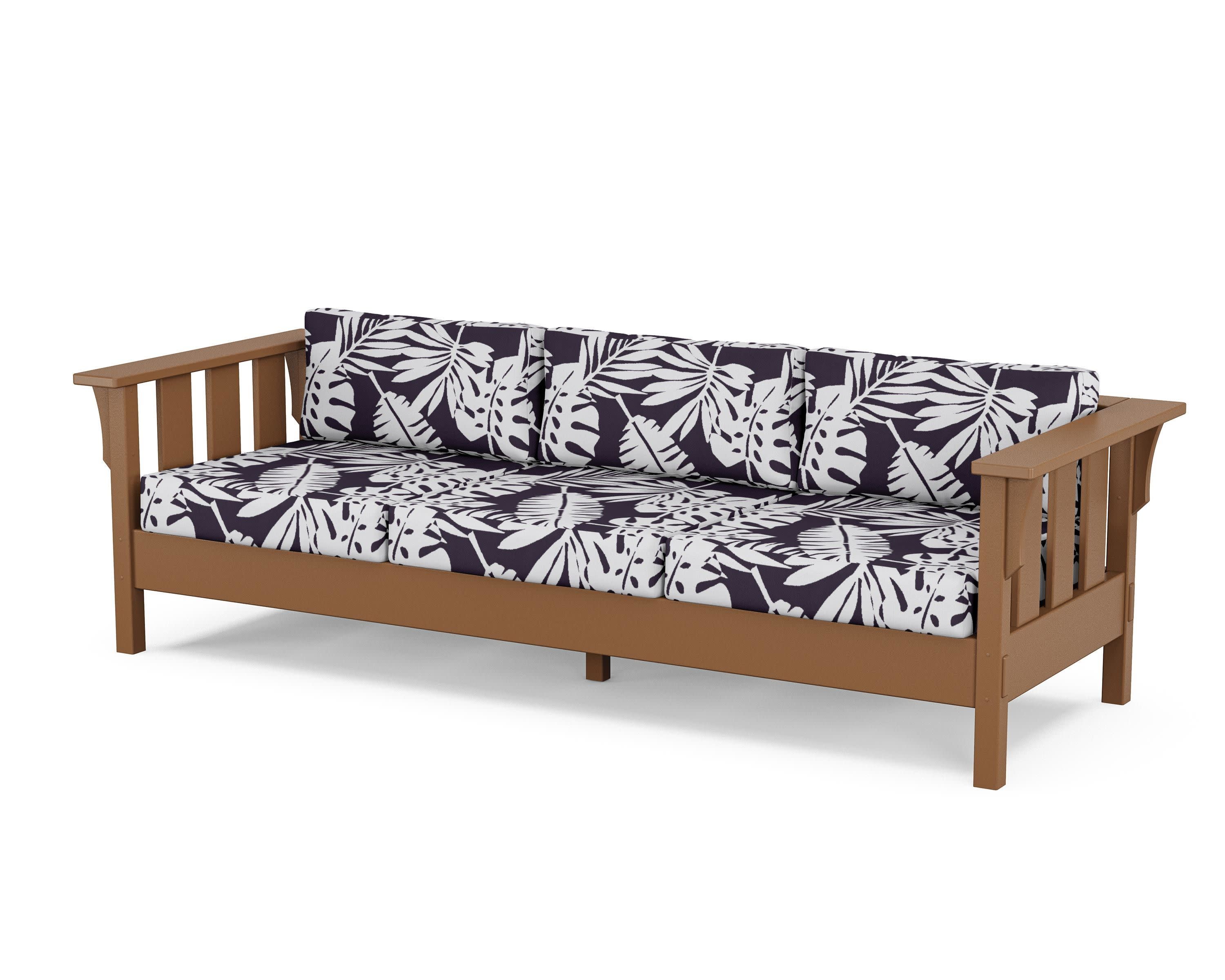 Acadia Deep Seating Sofa in Teak / Leaf Navy