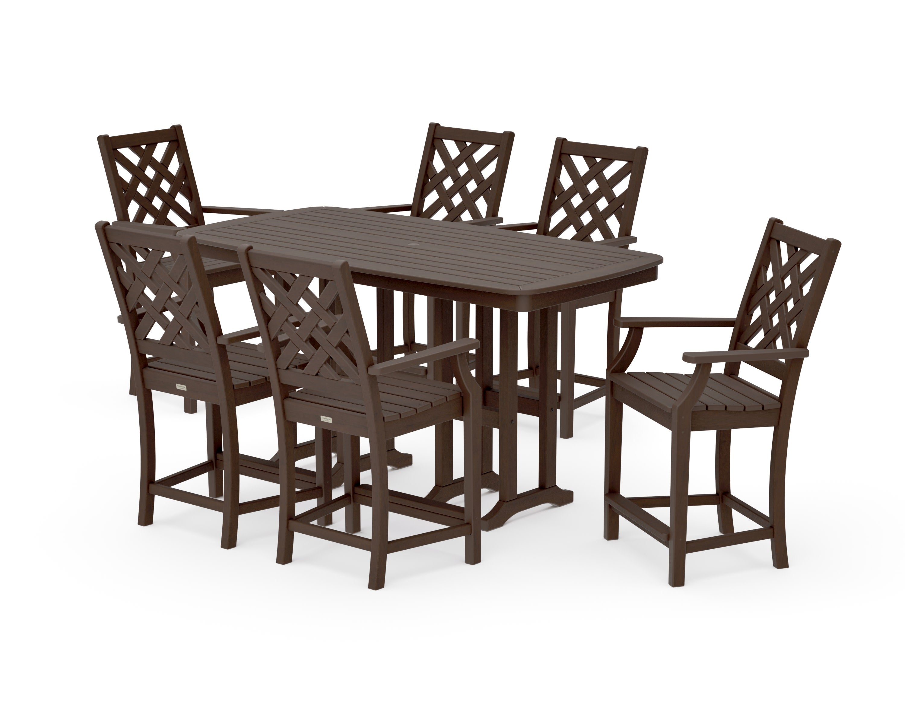 Wovendale Arm Chair 7-Piece Counter Set in Kona