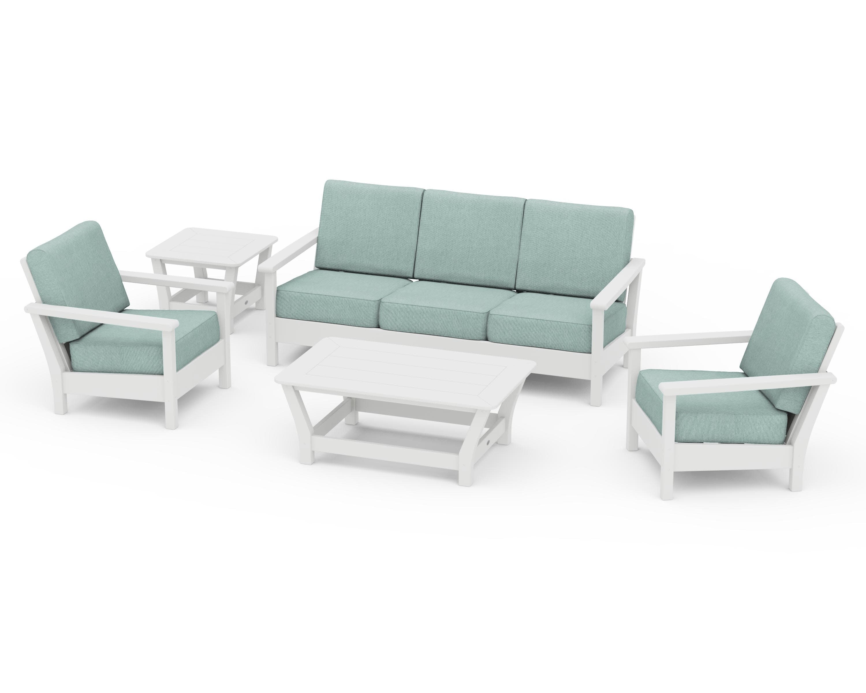 Harbour 5-Piece Deep Seating Set in White / Glacier Spa