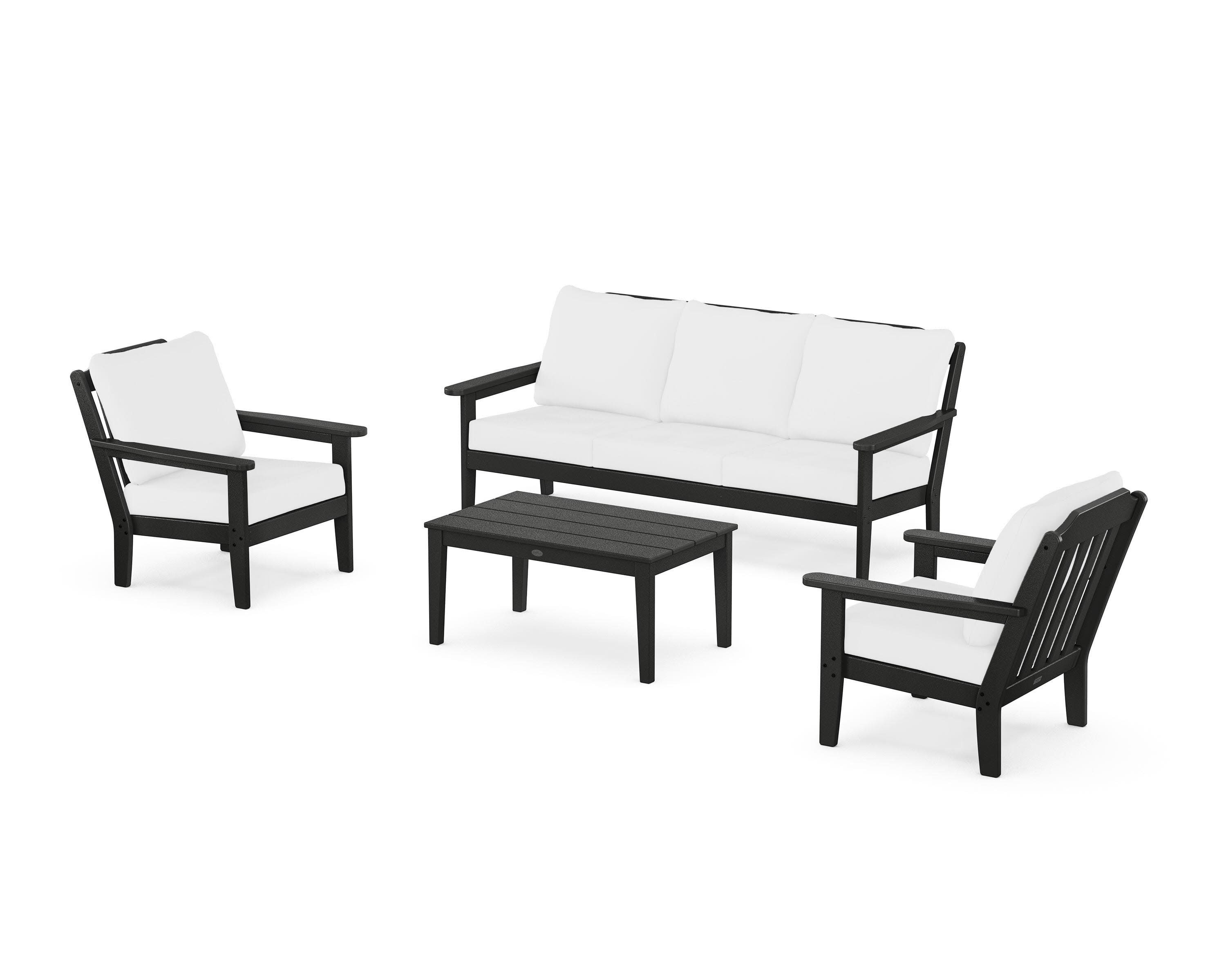 Cottage 4-Piece Deep Seating Set with Sofa in Black / Natural