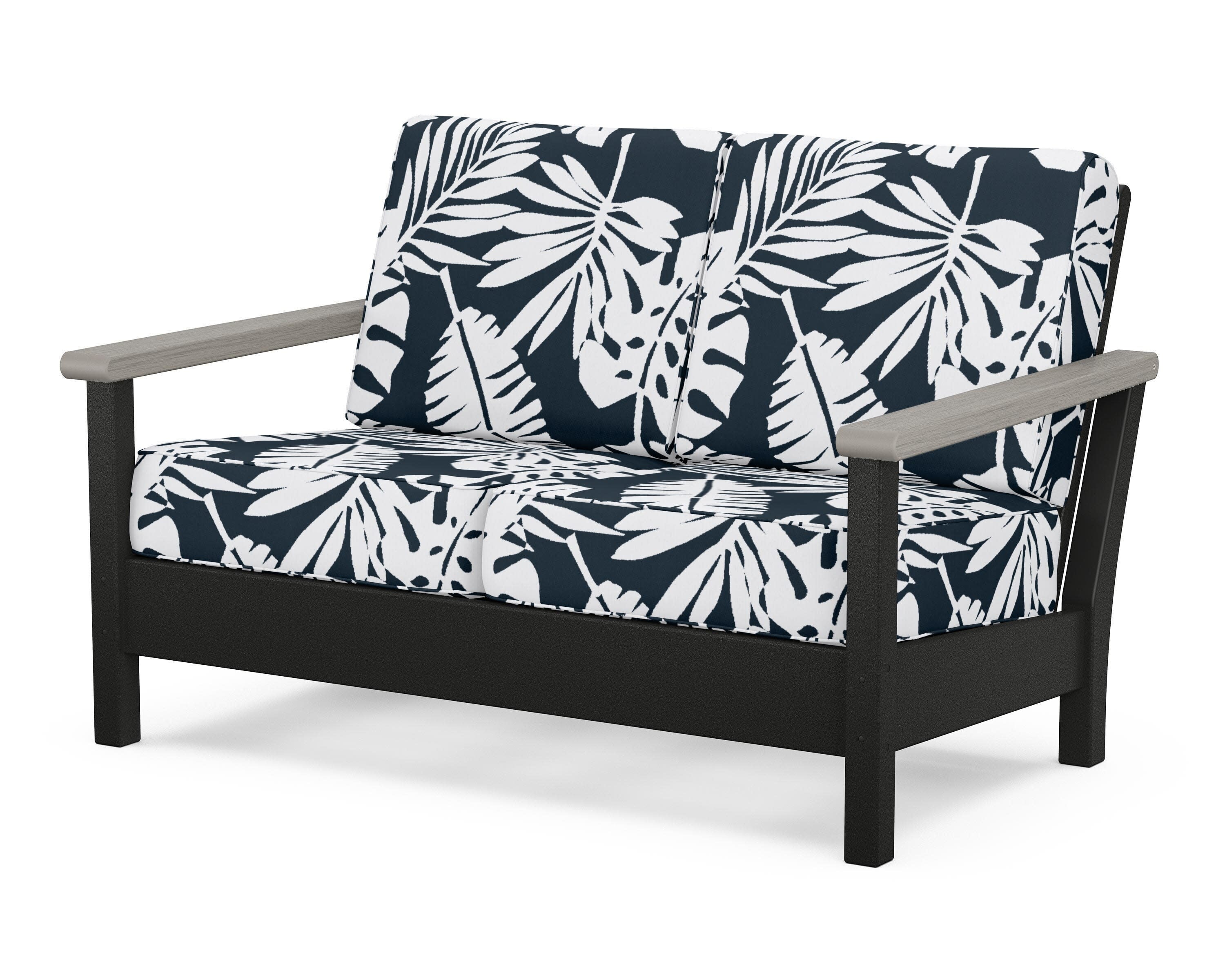 Harbour Deep Seating Loveseat in Black / Driftwood / Leaf Marine Indigo
