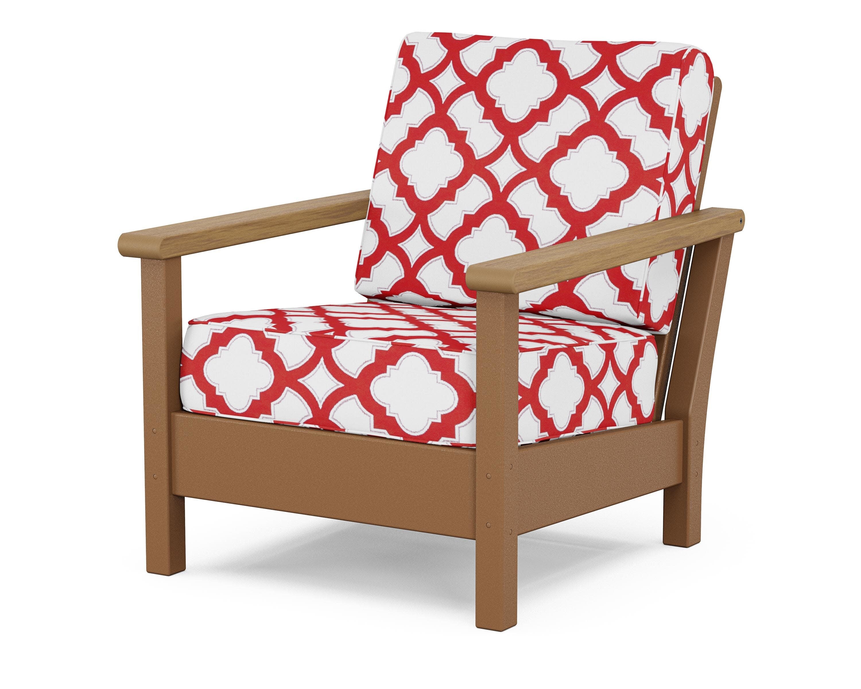 Harbour Deep Seating Chair in Teak / Natural / Trellis Crimson