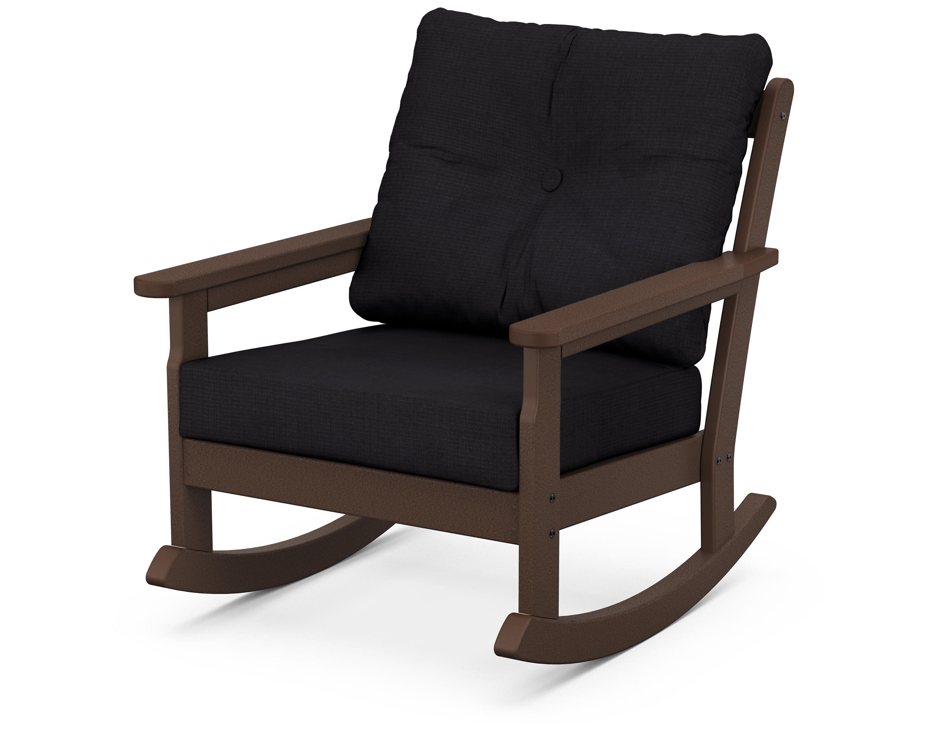 Vineyard Deep Seating Rocking Chair in Mahogany / Midnight Linen