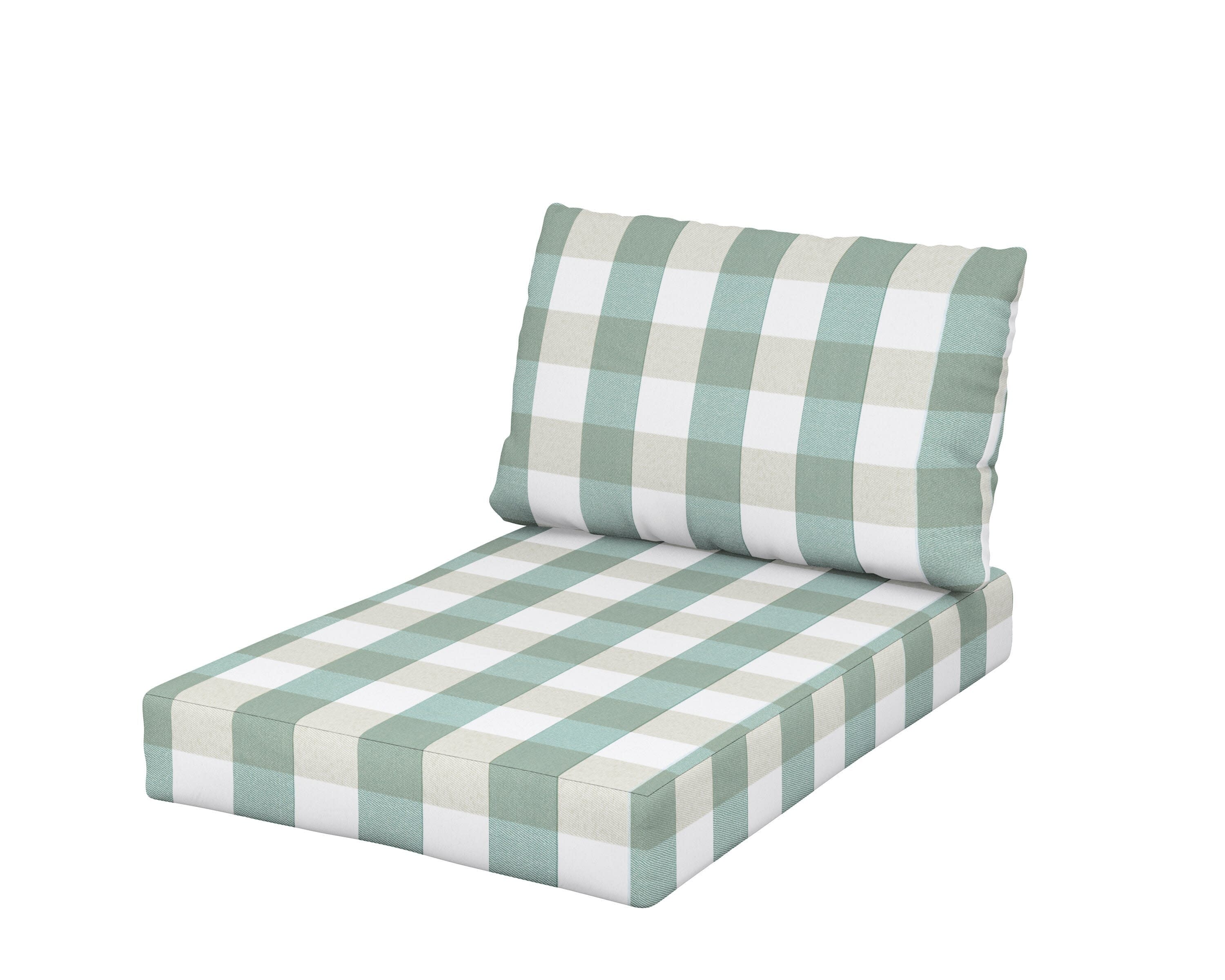 Daybed Swing Seat/Back Cushion in Buffalo Plaid Glacier Spa