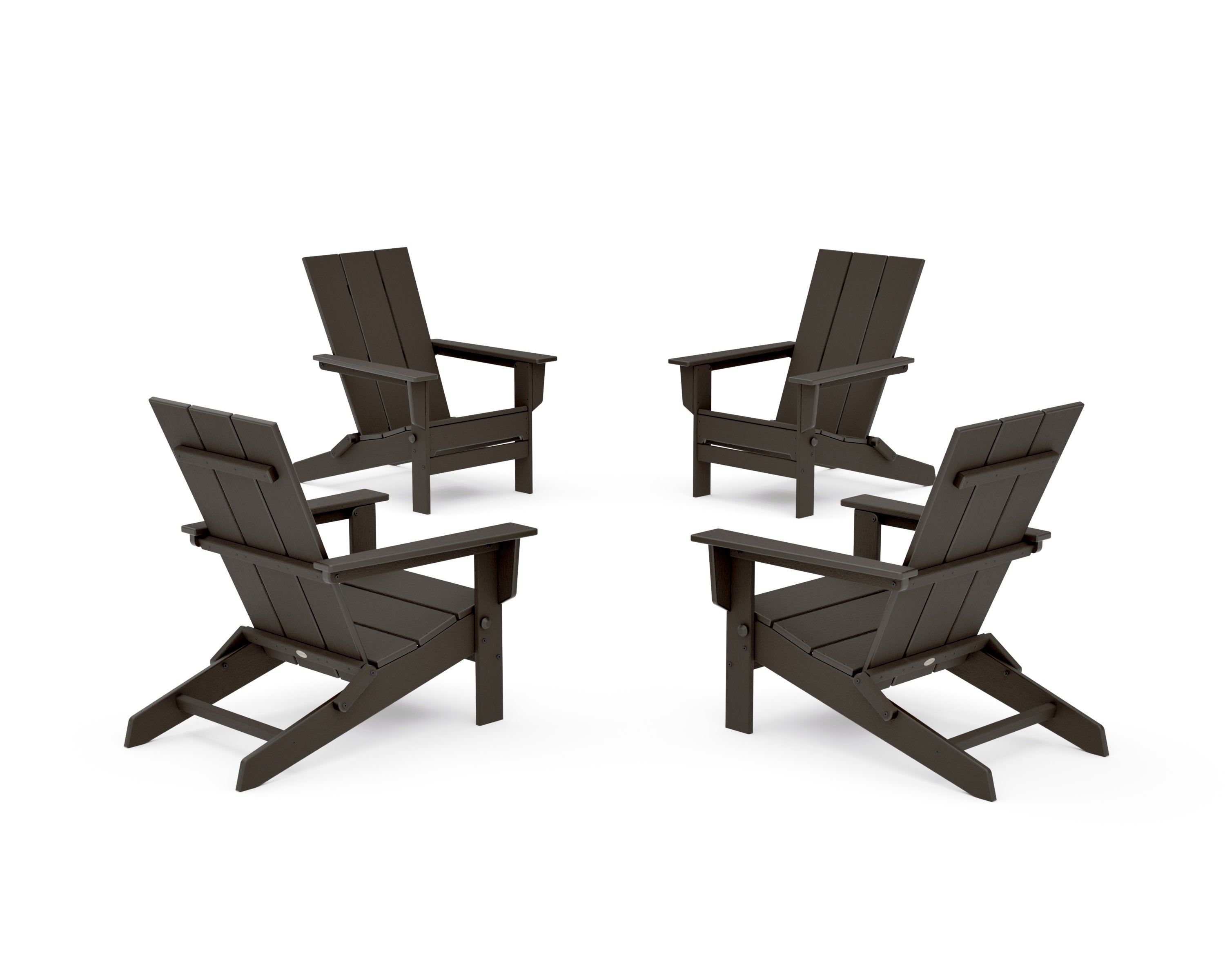 4-Piece Modern Studio Folding Adirondack Chair Conversation Set in Vintage Coffee