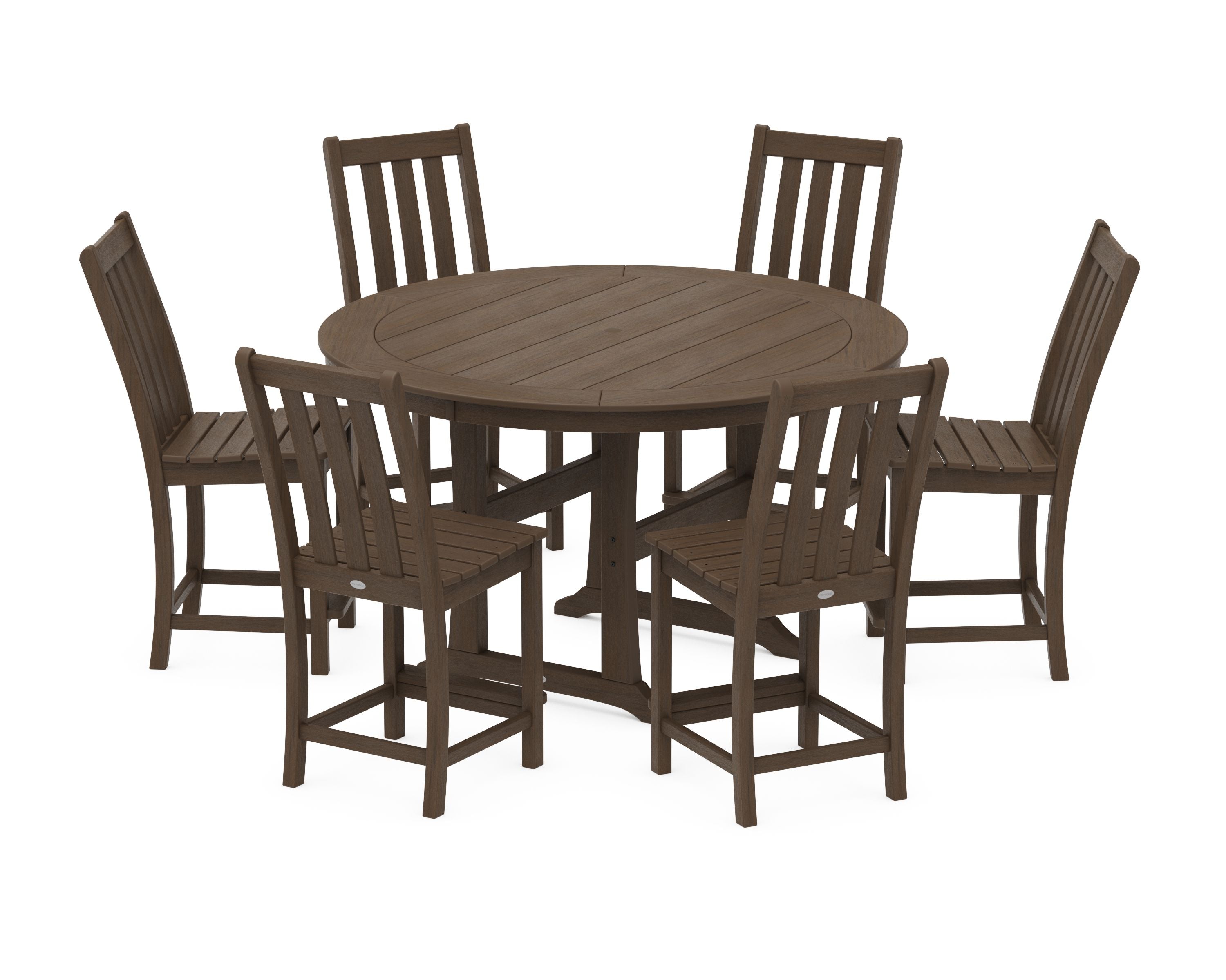Vineyard 7-Piece Side Chair Round Counter Set in Kona