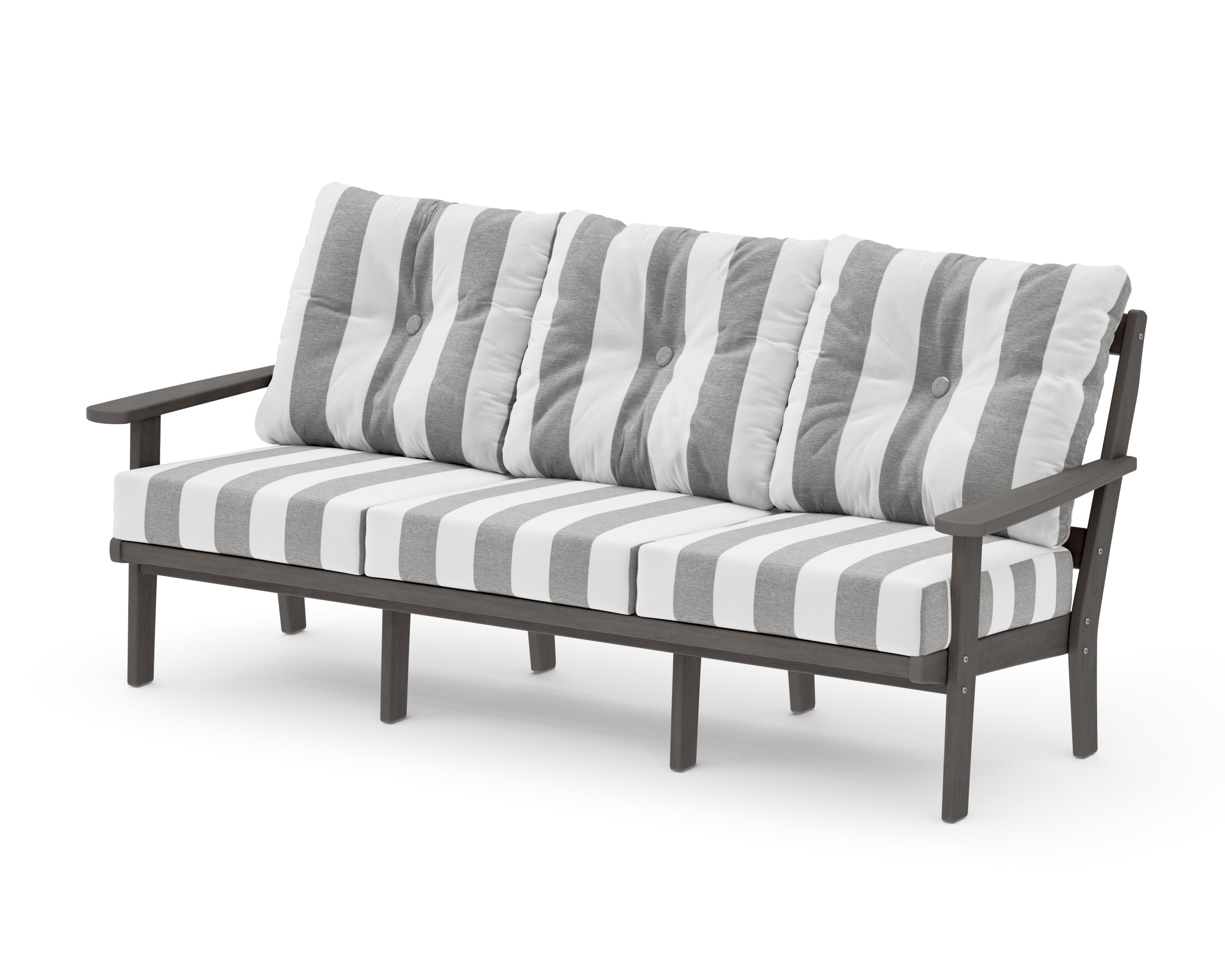 Mission Deep Seating Sofa in Driftwood / Cabana Stripe Grey Mist