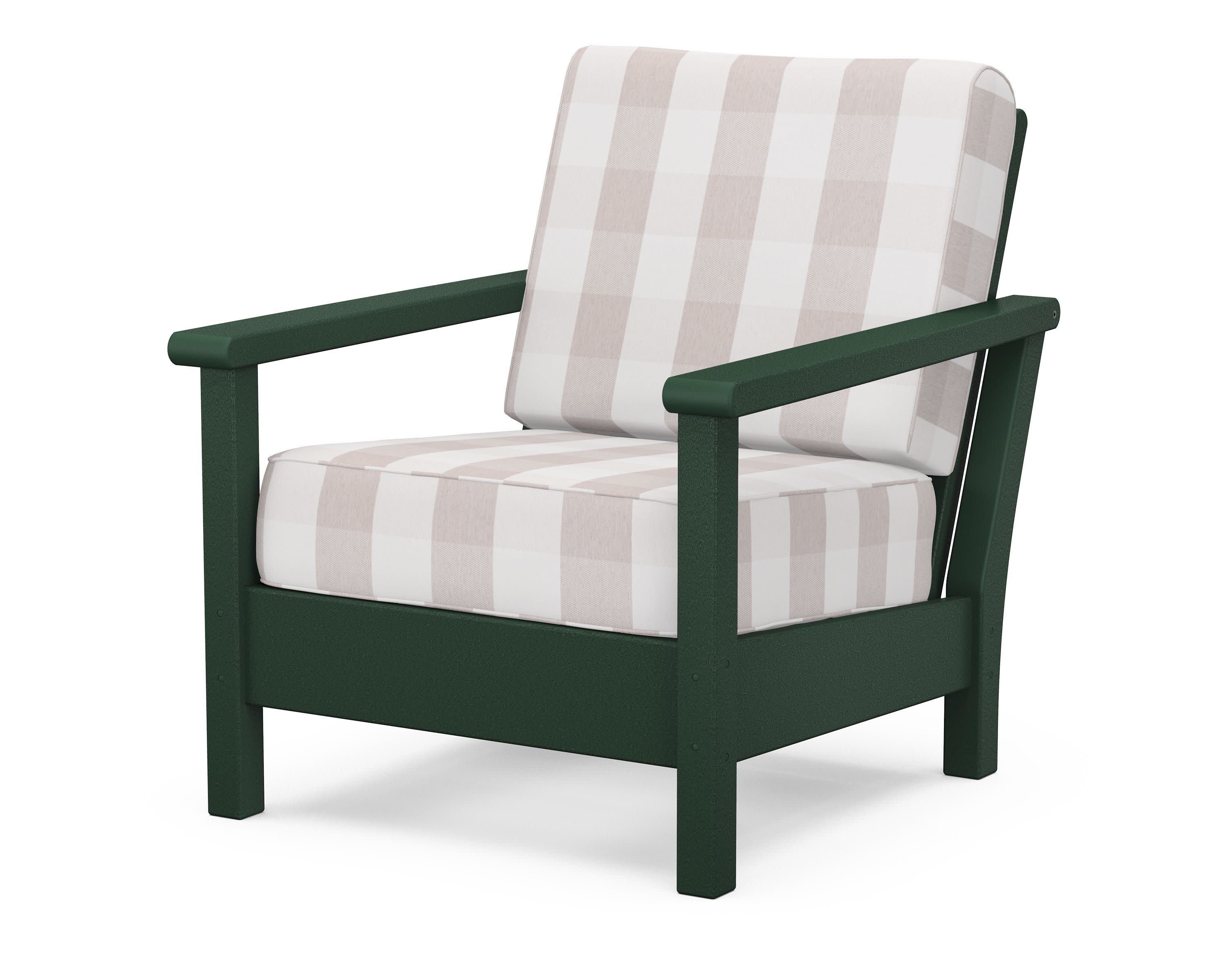 Harbour Deep Seating Chair in Green / Buffalo Plaid Dune Burlap