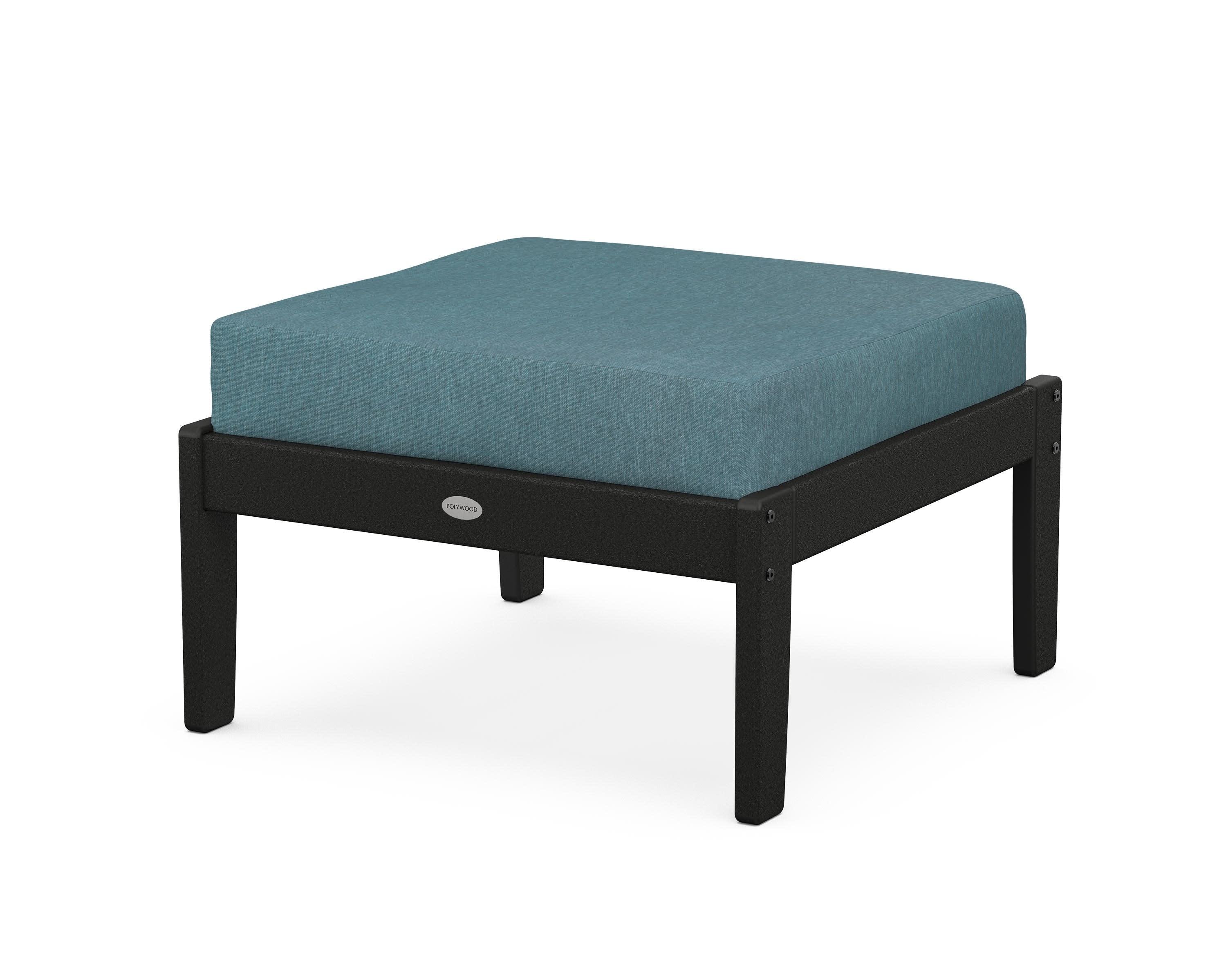 Braxton Deep Seating Ottoman in Black / Ocean Teal