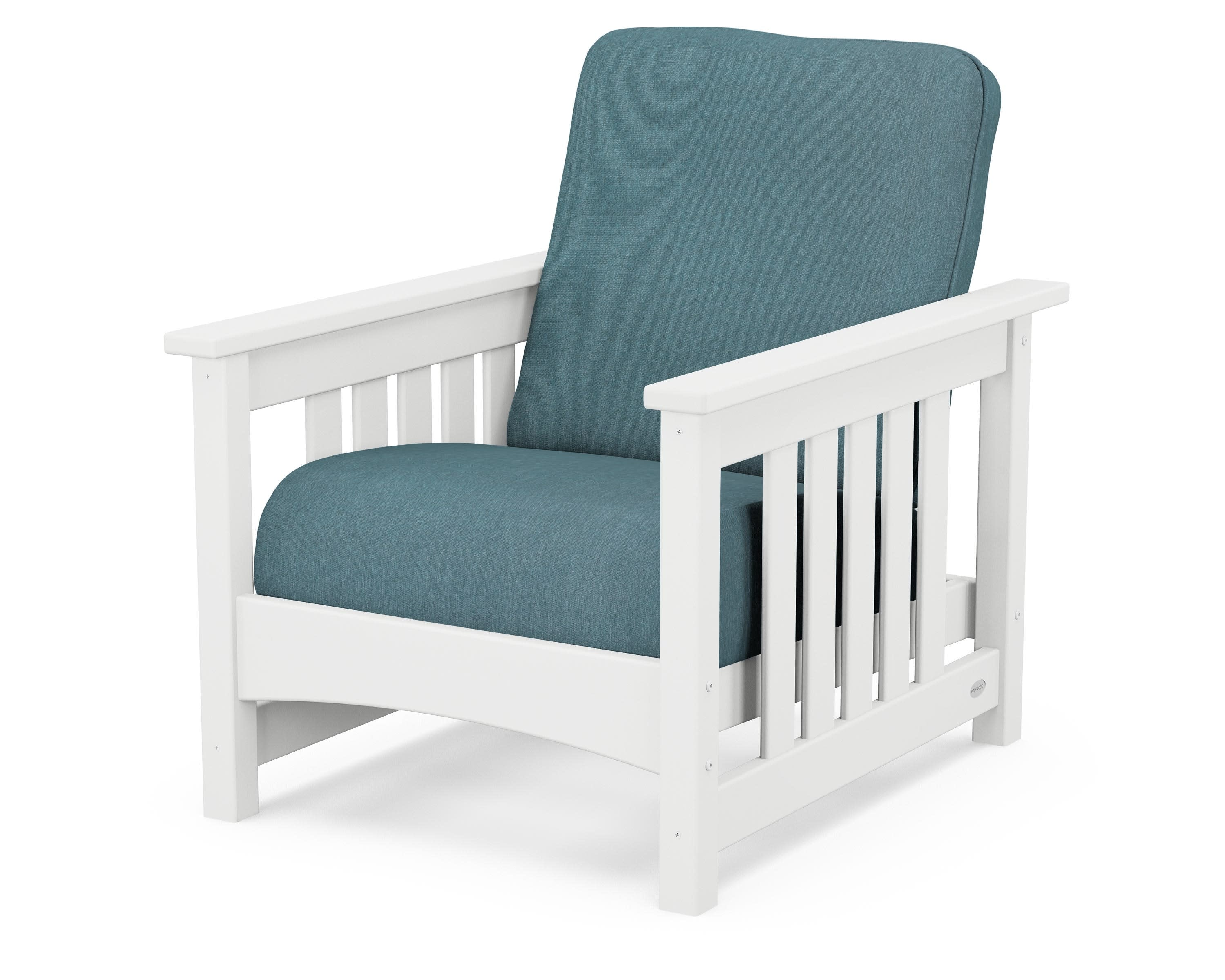 Club Mission Chair in White / Ocean Teal