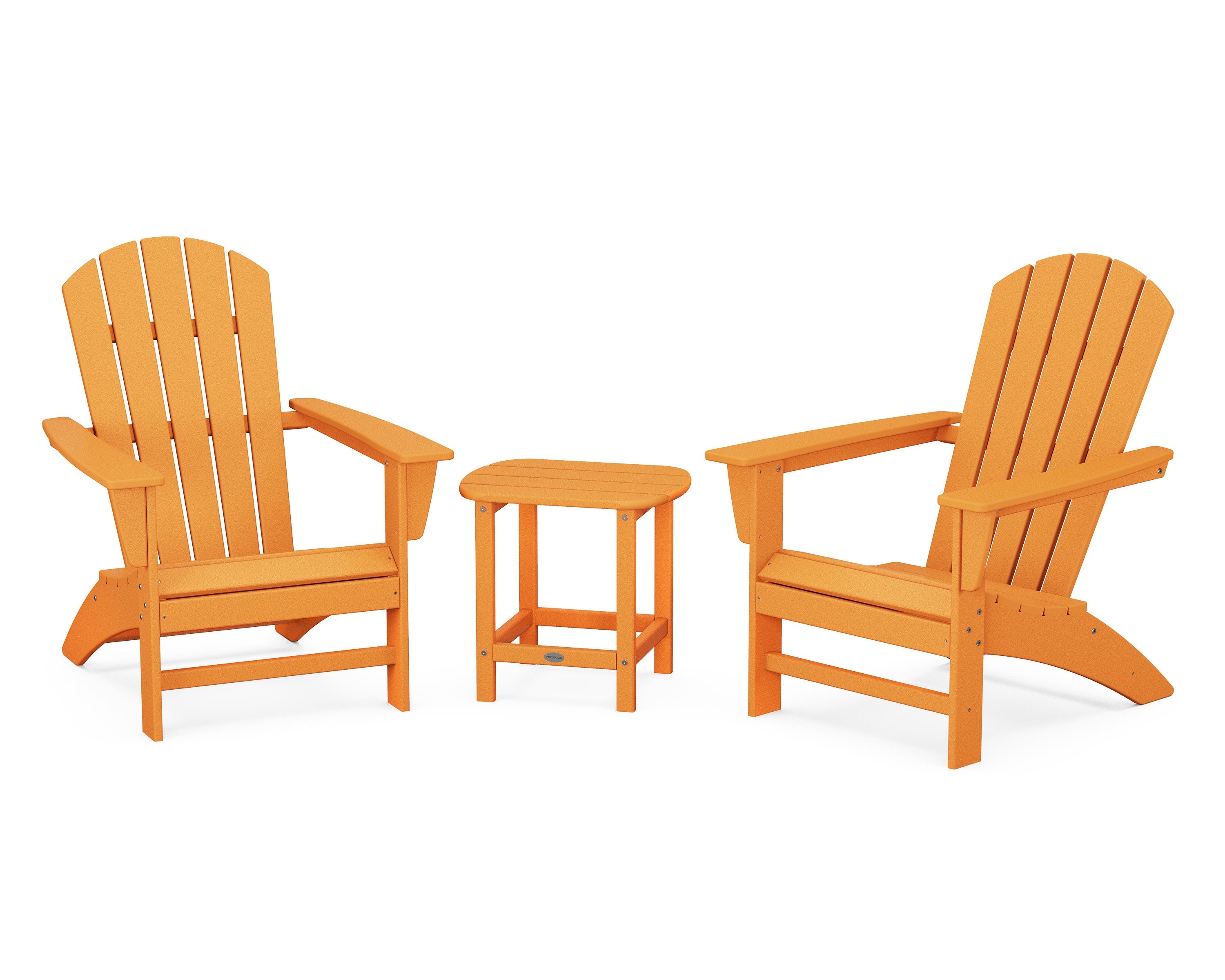 Nautical 3-Piece Adirondack Set with South Beach 18" Side Table in Tangerine