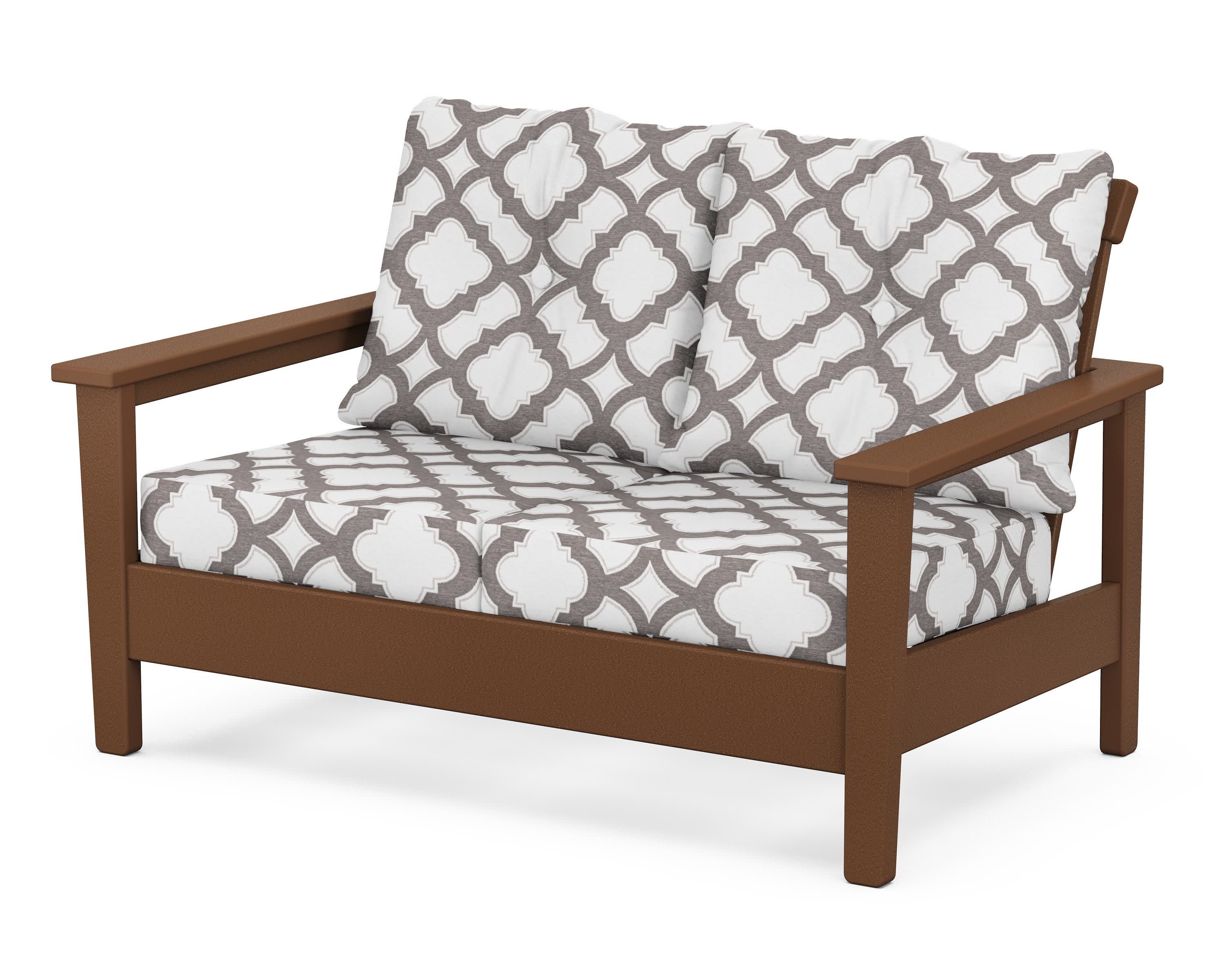 Prescott Deep Seating Loveseat in Teak / Trellis Grey Mist