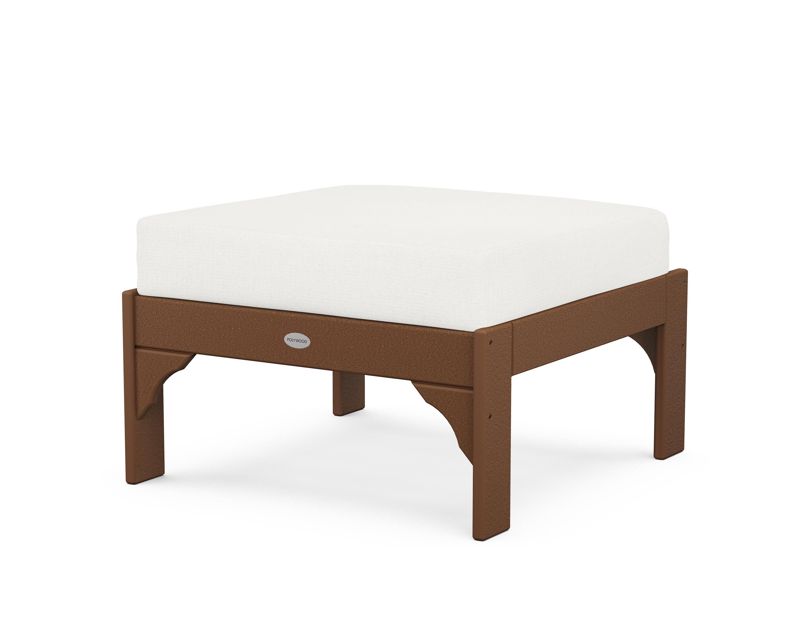 Vineyard Deep Seating Ottoman in Teak / Natural Linen