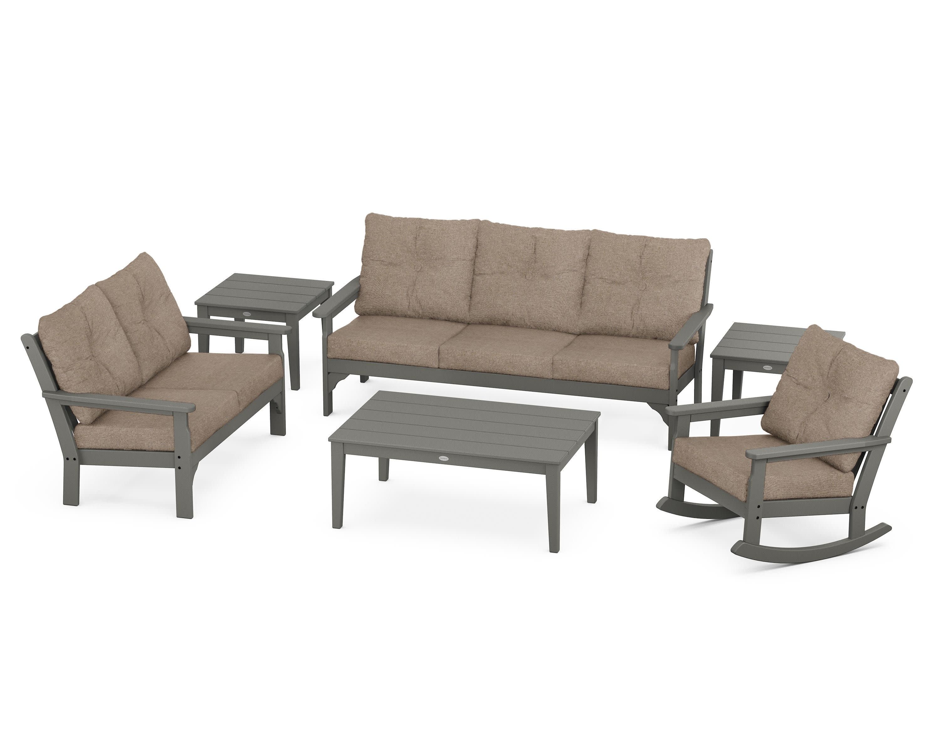 Vineyard 6-Piece Deep Seating Set in Slate Grey / Spiced Burlap