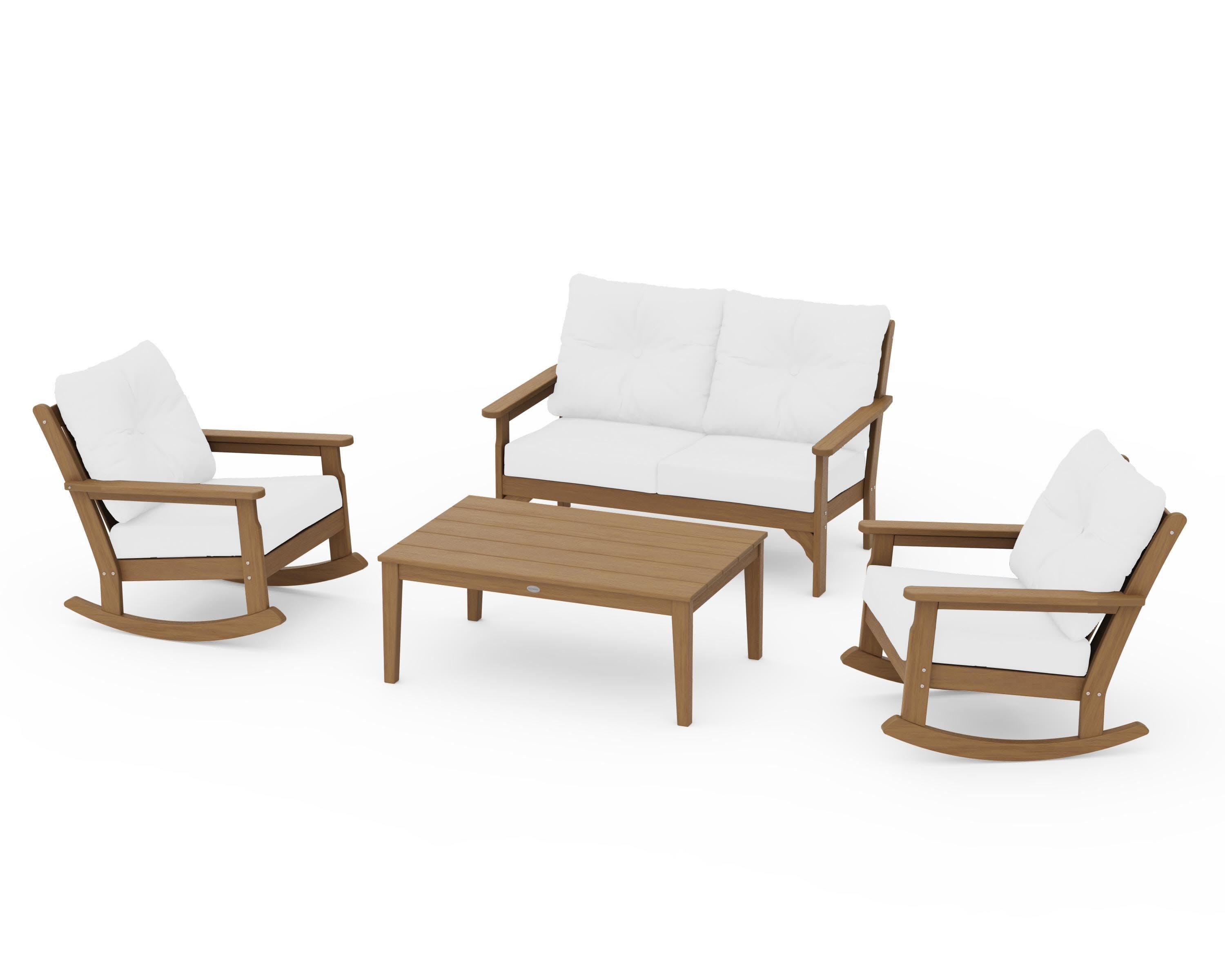 Vineyard 4-Piece Deep Seating Rocking Chair Set in Natural / Natural