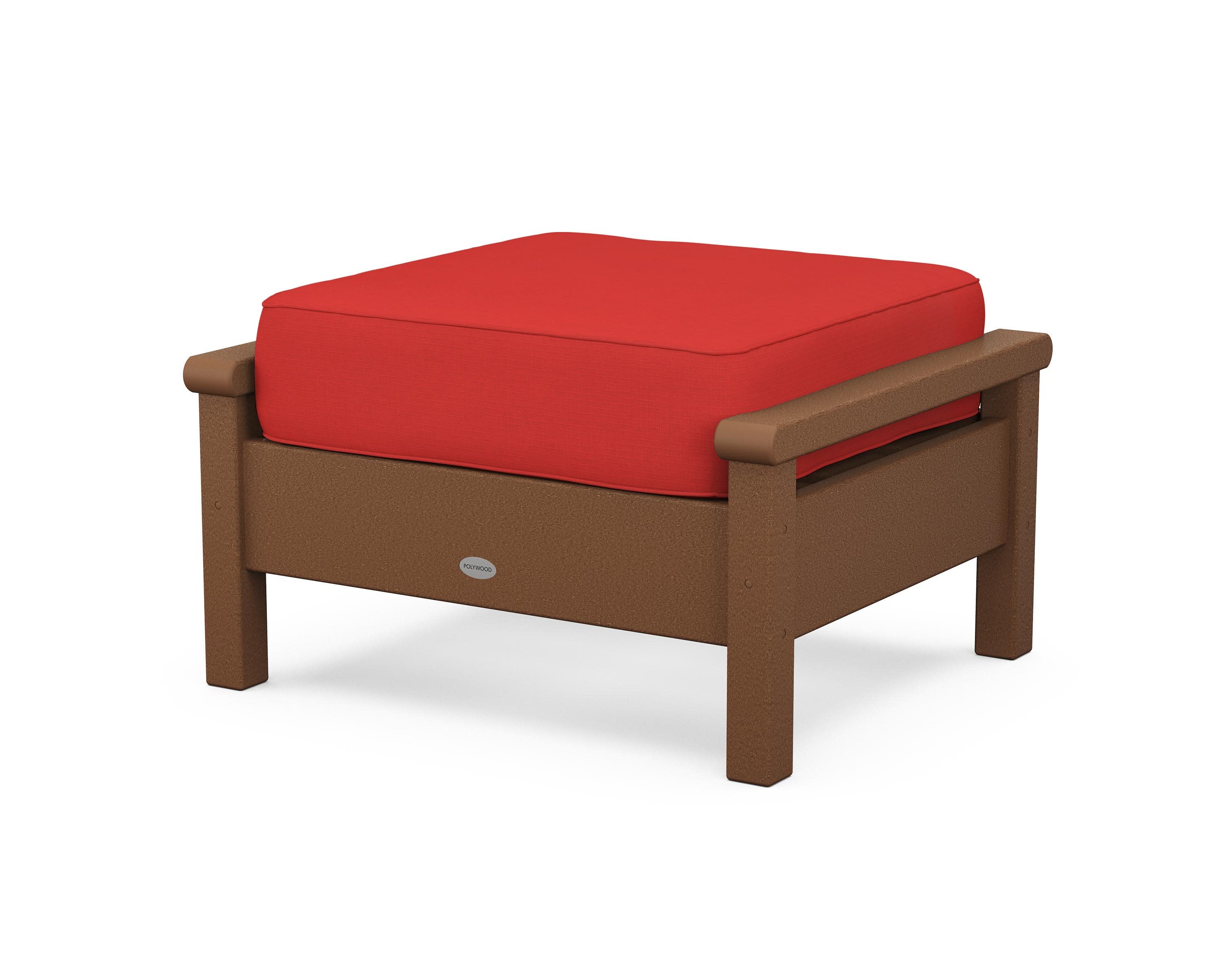 Harbour Deep Seating Ottoman in Teak / Crimson Linen