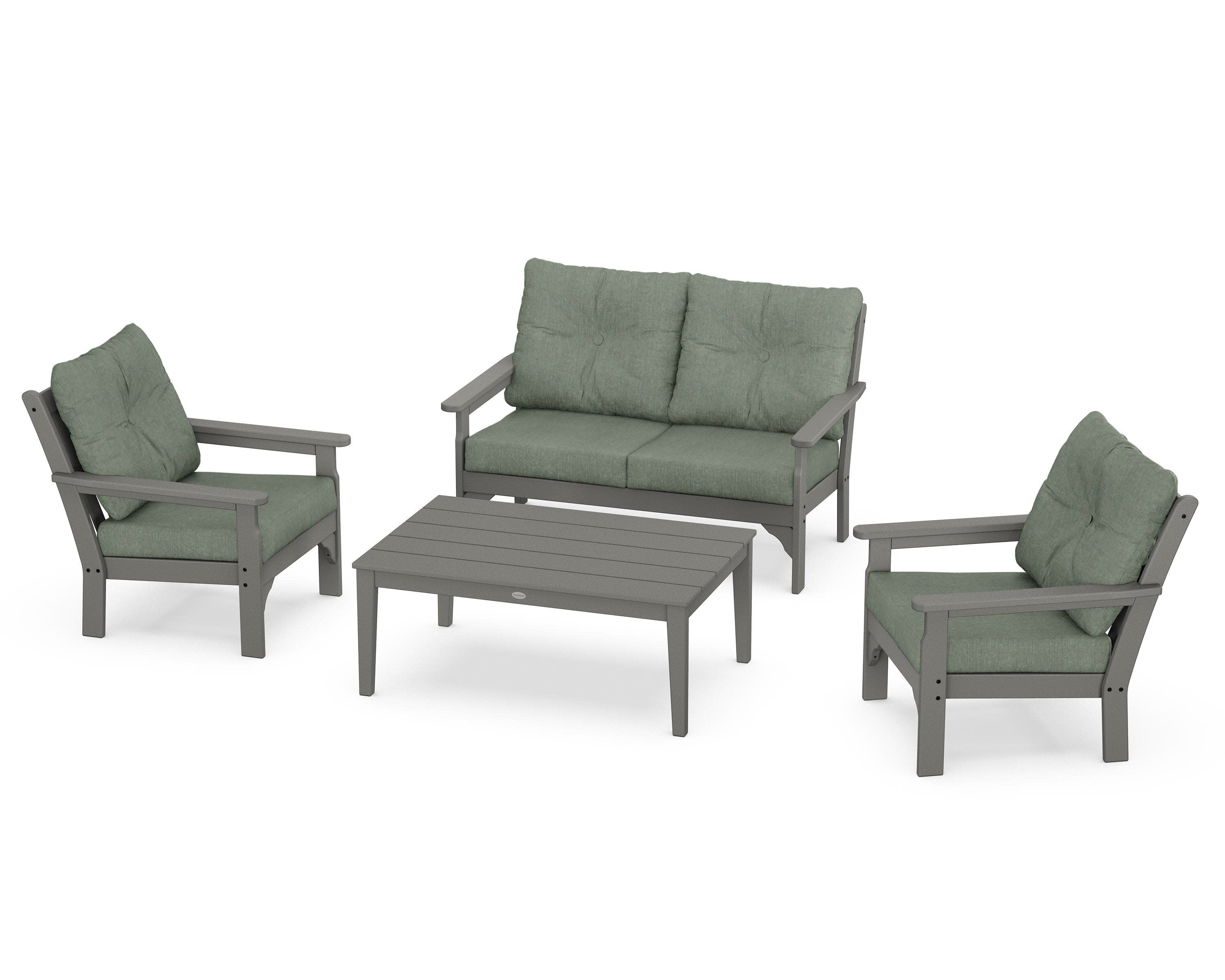 Vineyard 4-Piece Deep Seating Set in Slate Grey / Cast Sage