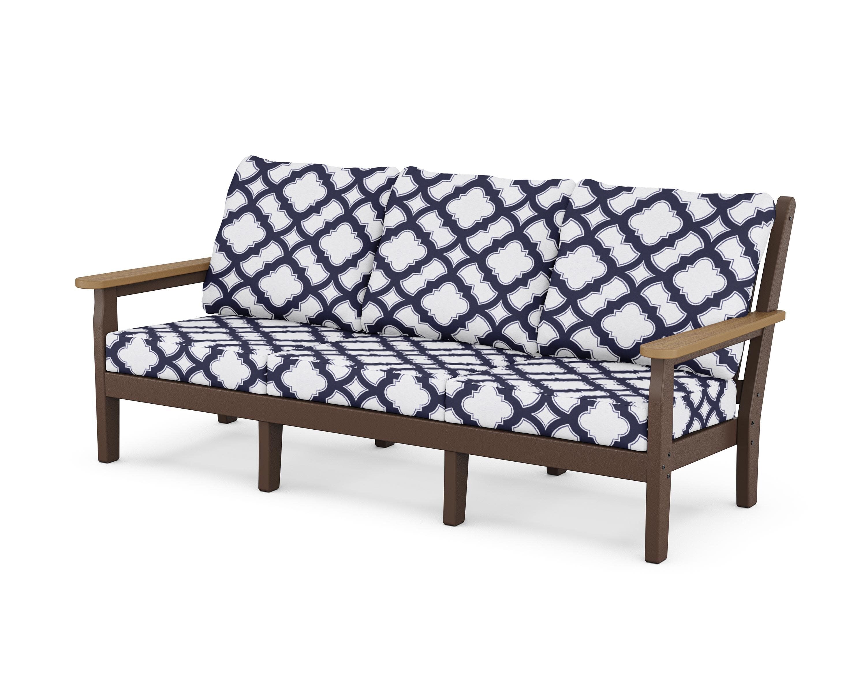 Chippendale Deep Seating Sofa in Mahogany / Natural / Trellis Navy