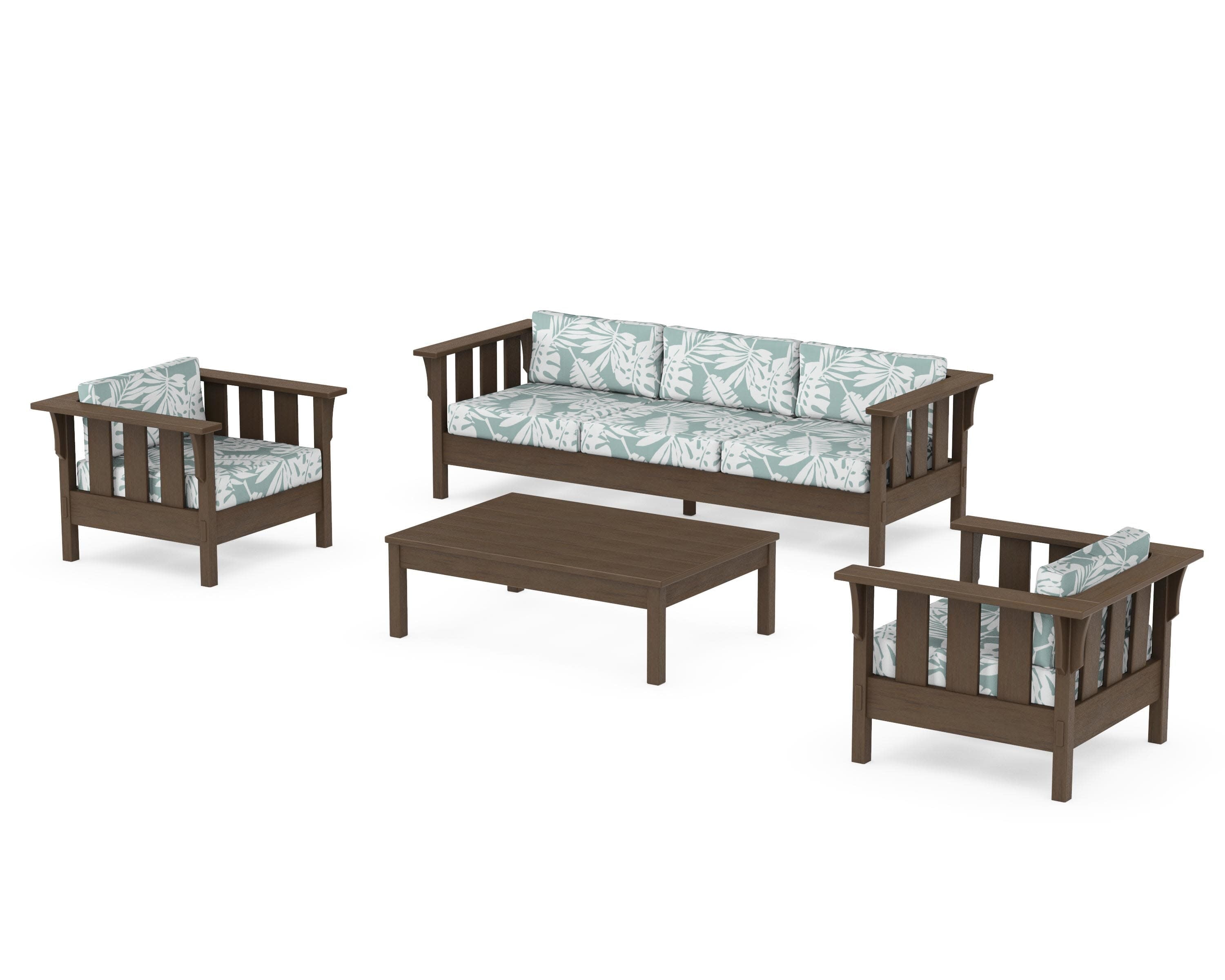 Acadia 4-Piece Deep Seating Set with Sofa in Kona / Leaf Glacier Spa