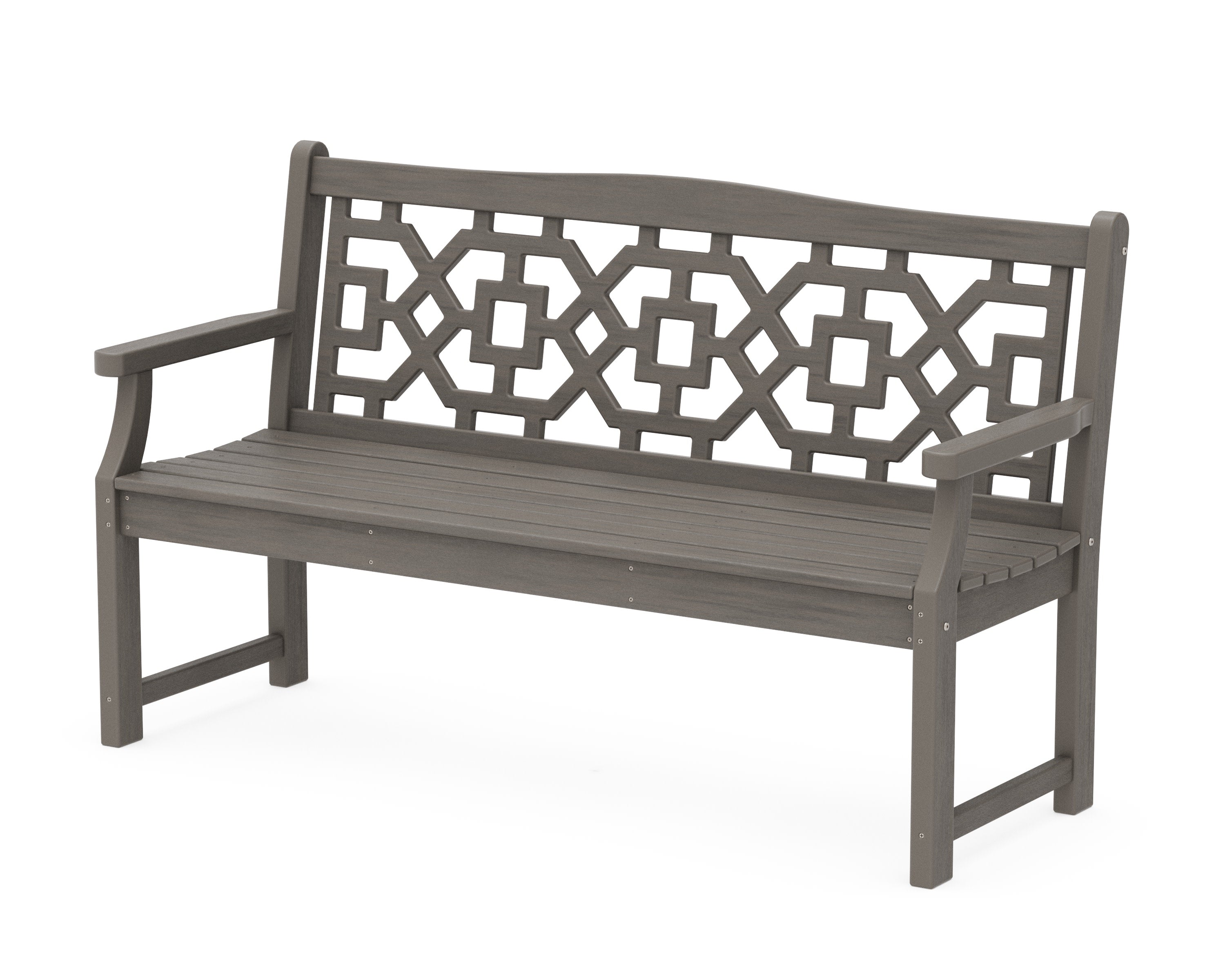Chinoiserie 60" Garden Bench in Driftwood