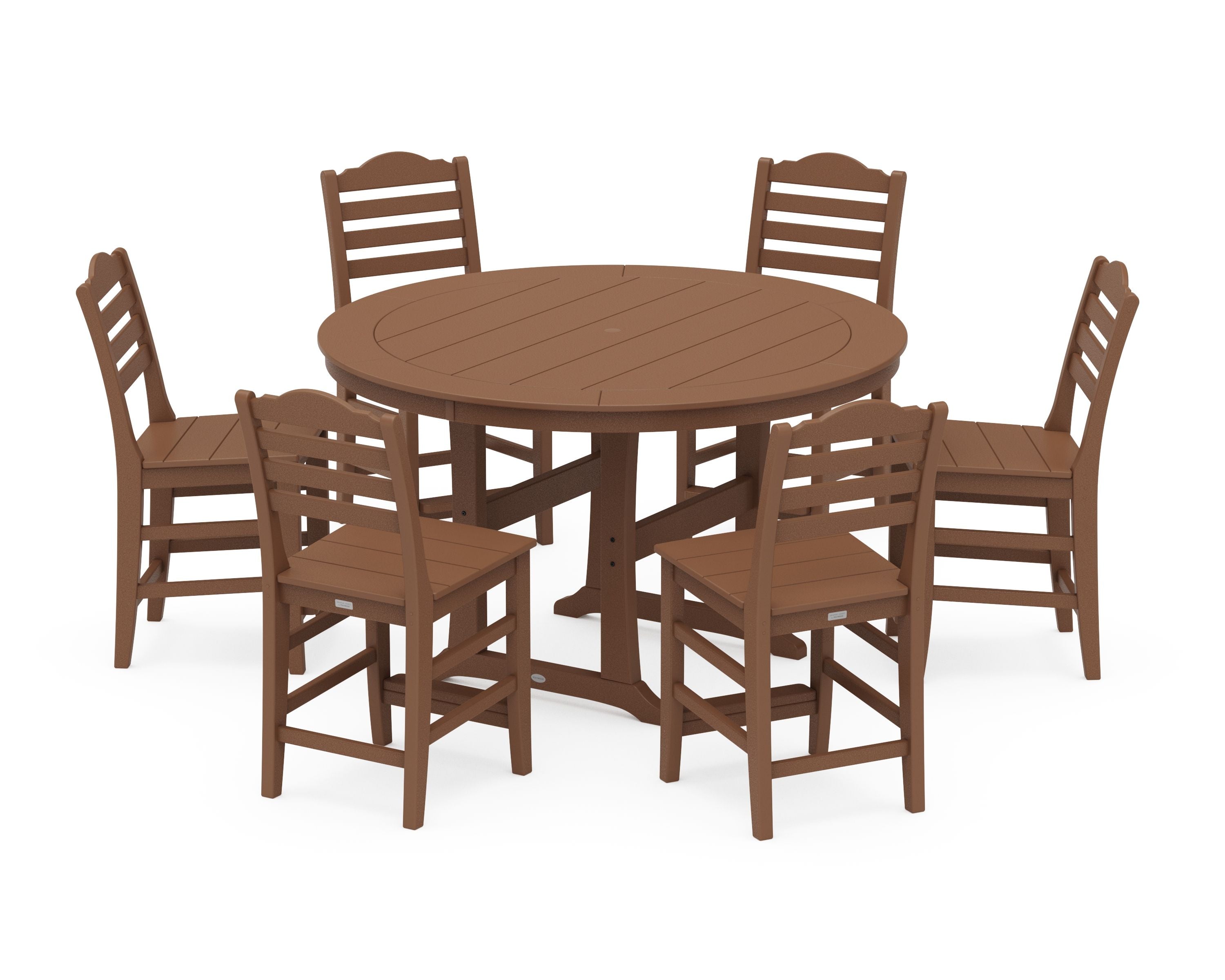 Savannah 7-Piece Side Chair Round Counter Set in Teak