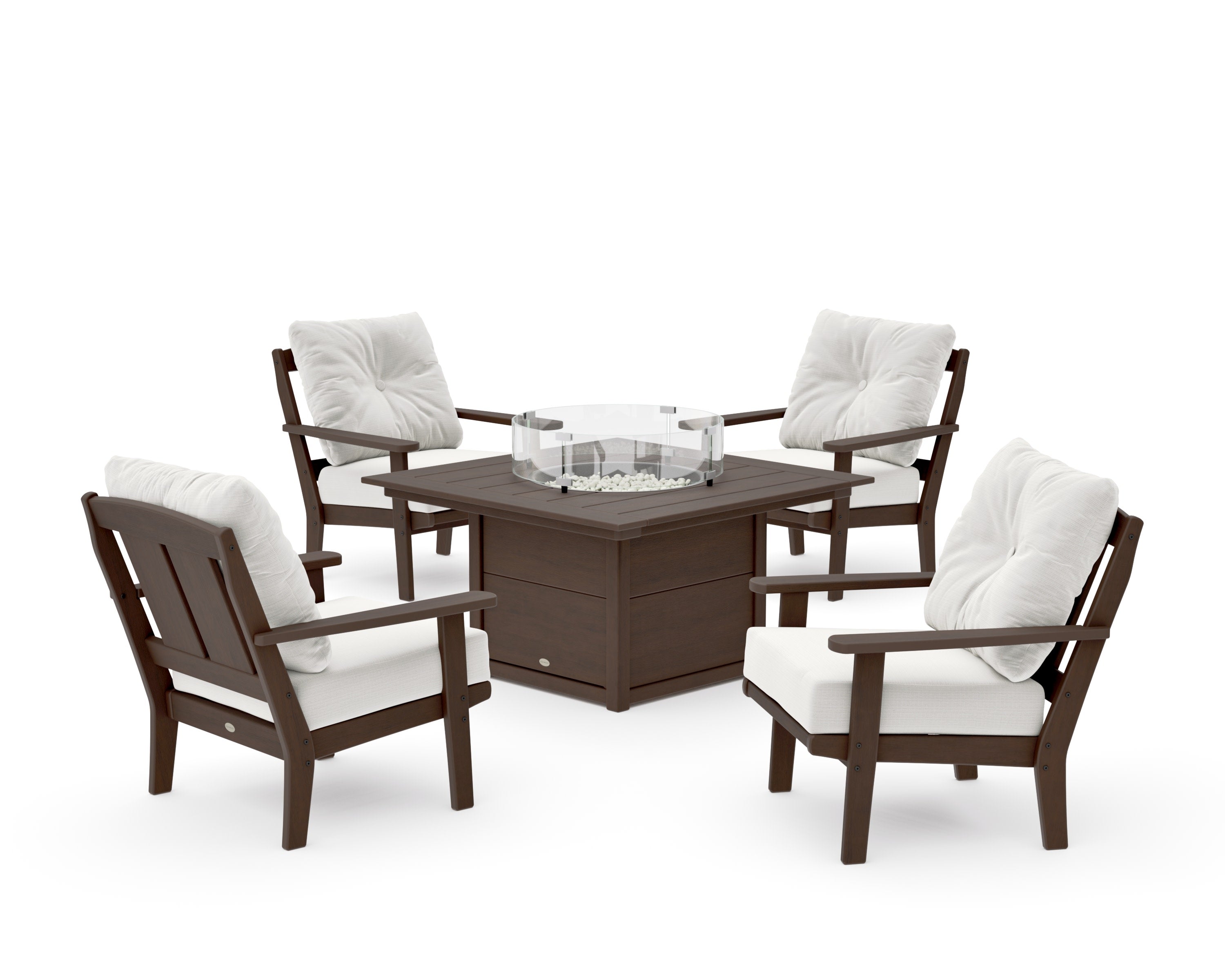 Mission 5-Piece Deep Seating Set with Fire Pit Table in Kona / Natural Linen