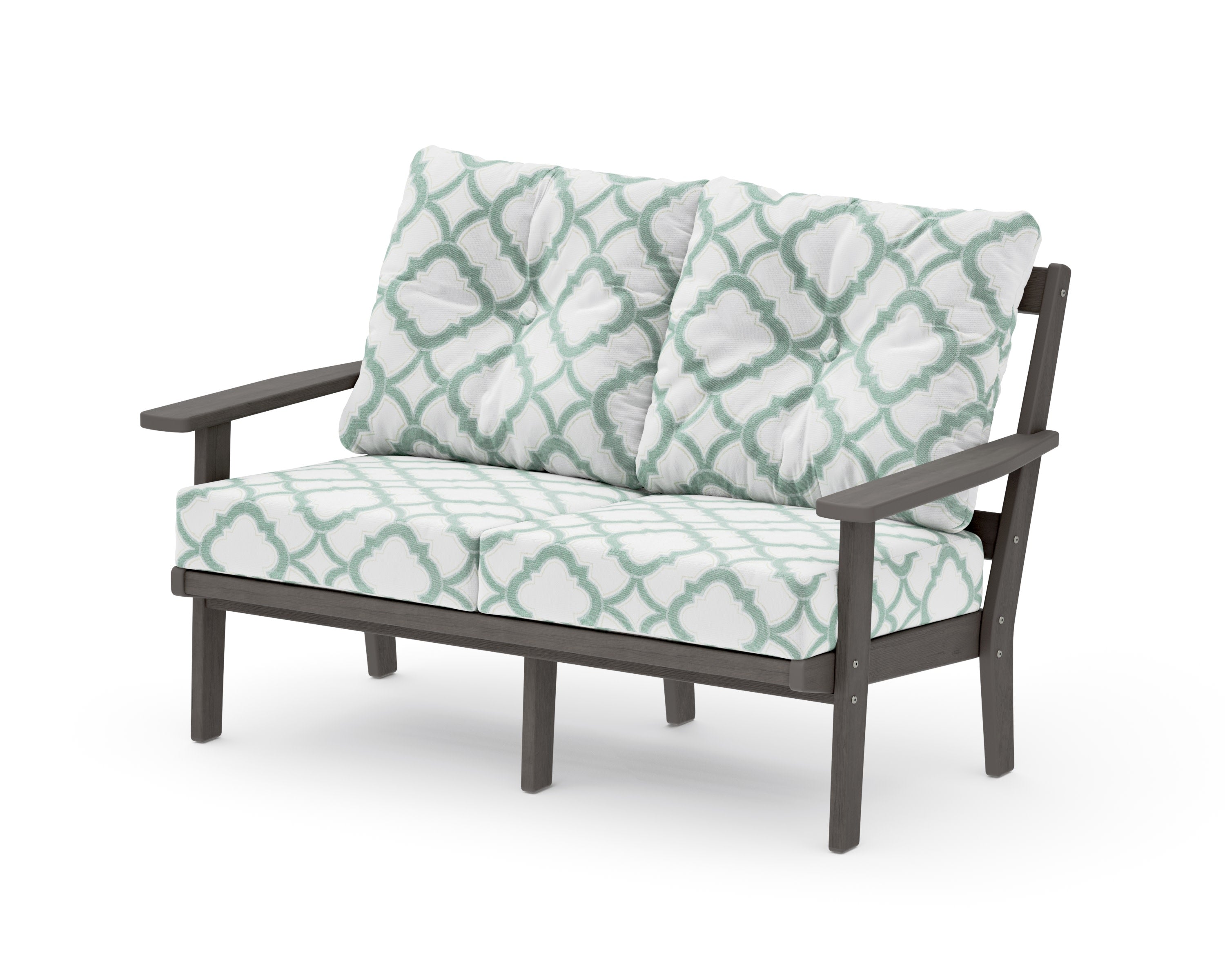 Prairie Deep SeatingLoveseat in Driftwood / Trellis Glacier Spa